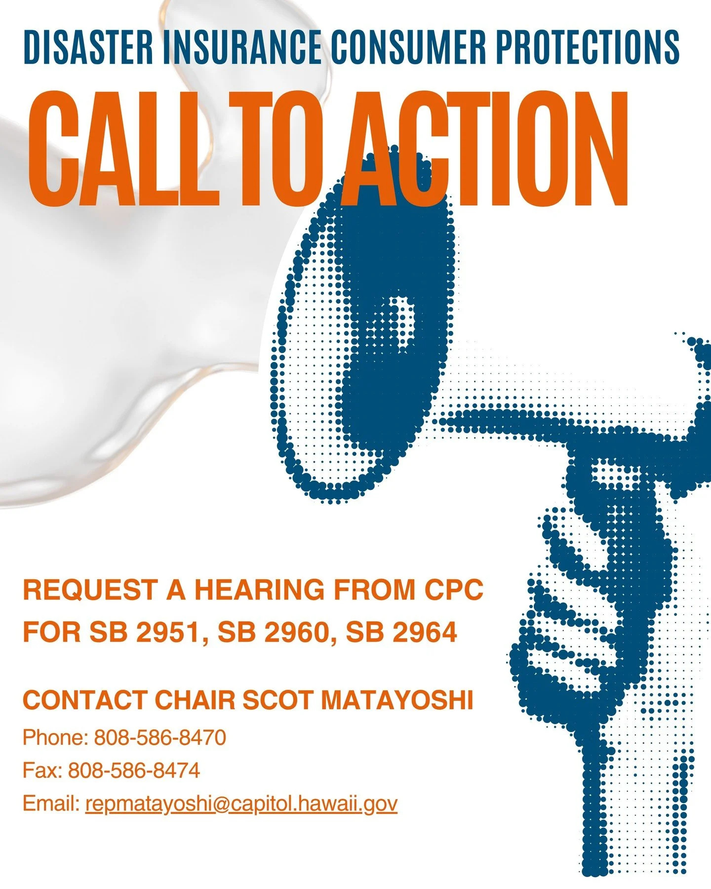 CALL TO ACTION! 🚨📣

Contact these committee chairs and urge them to SCHEDULE A HEARING on key disaster insurance reform bills! Without a hearing, there will be no opportunity for public input or deliberation, and they will effectively die in the le