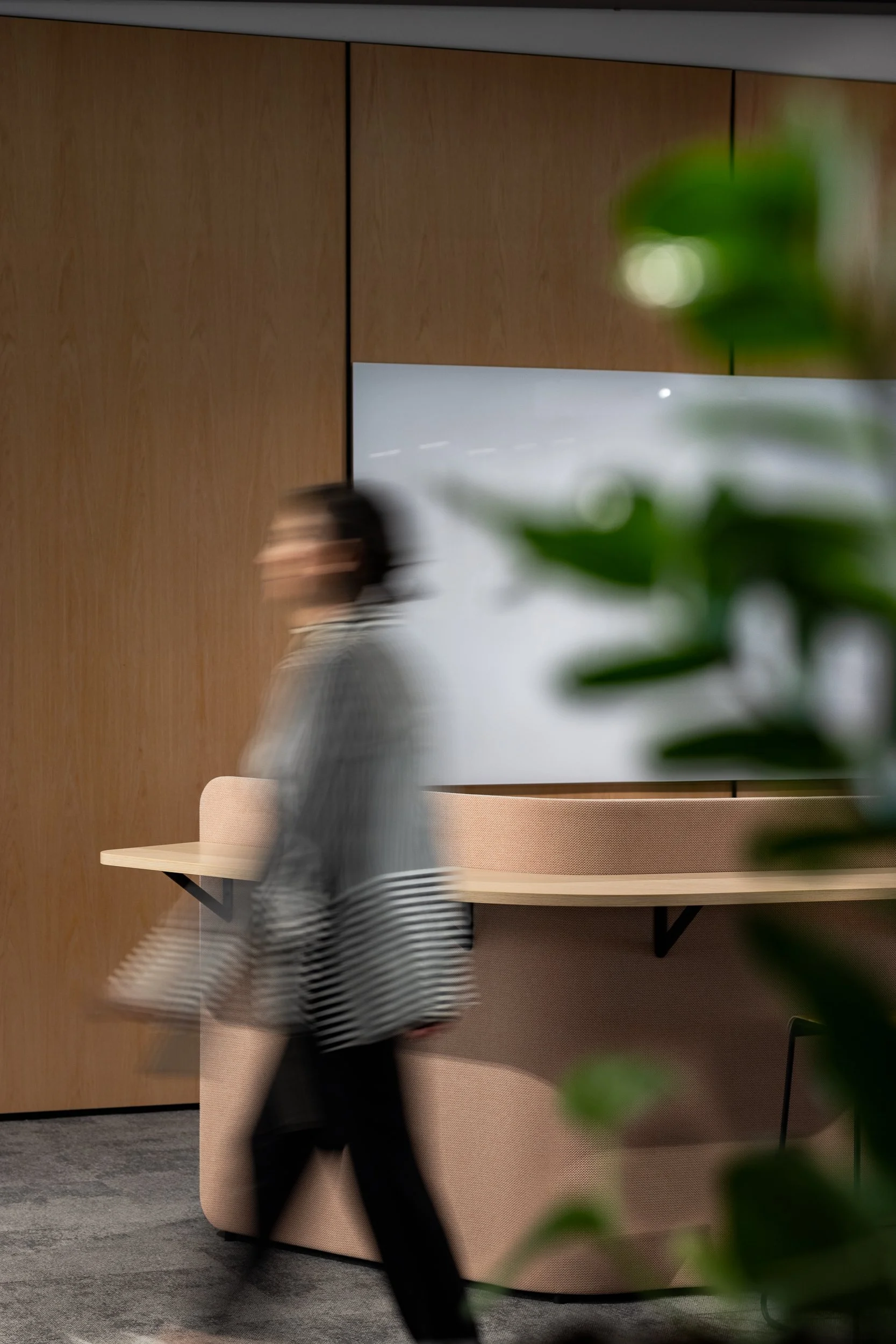 Workplace furniture with team member