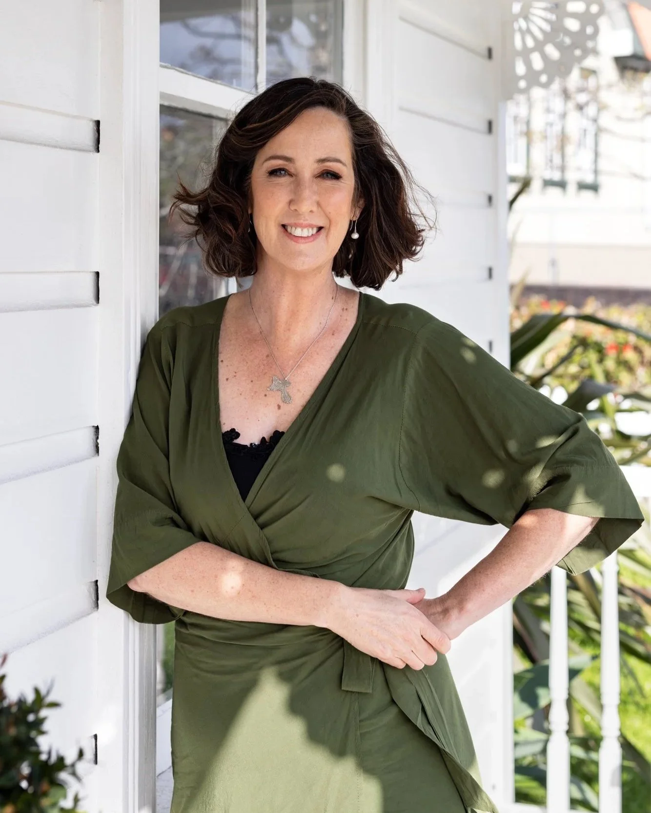 Business portrait on villa veranda