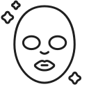 Simple line drawing of a smiling face with glasses