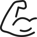 Outline drawing of a flexed bicep muscle.