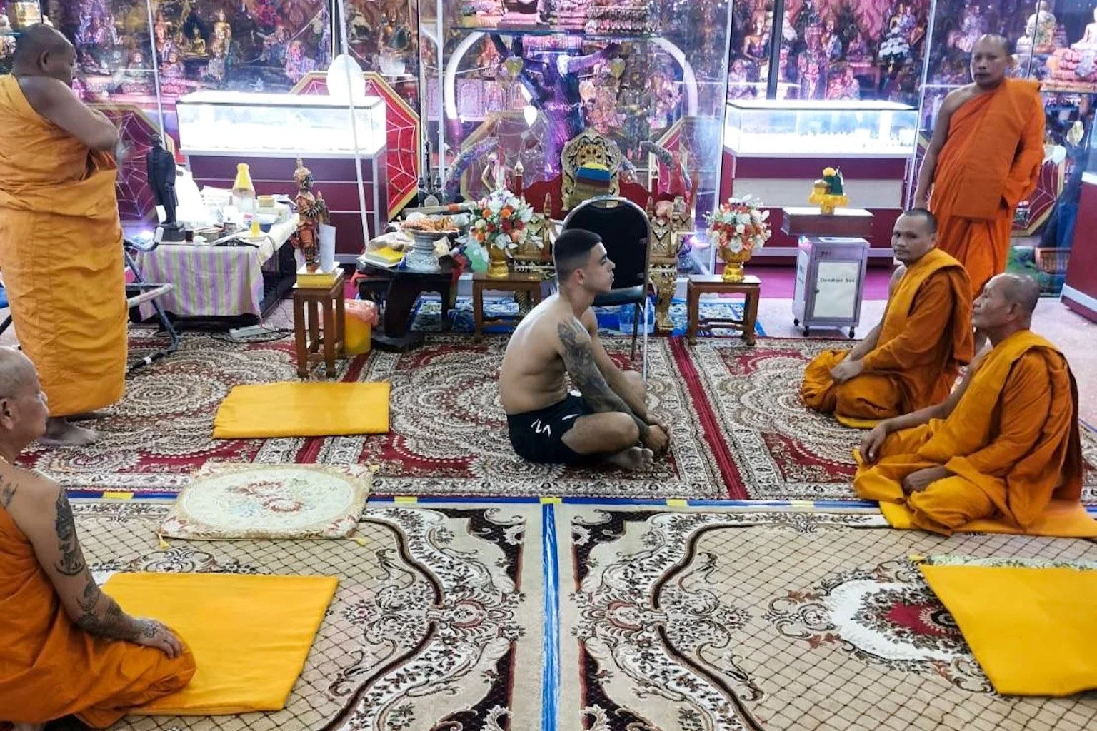 Solo blessing of two tigers sak yant from fighters ink Rawai