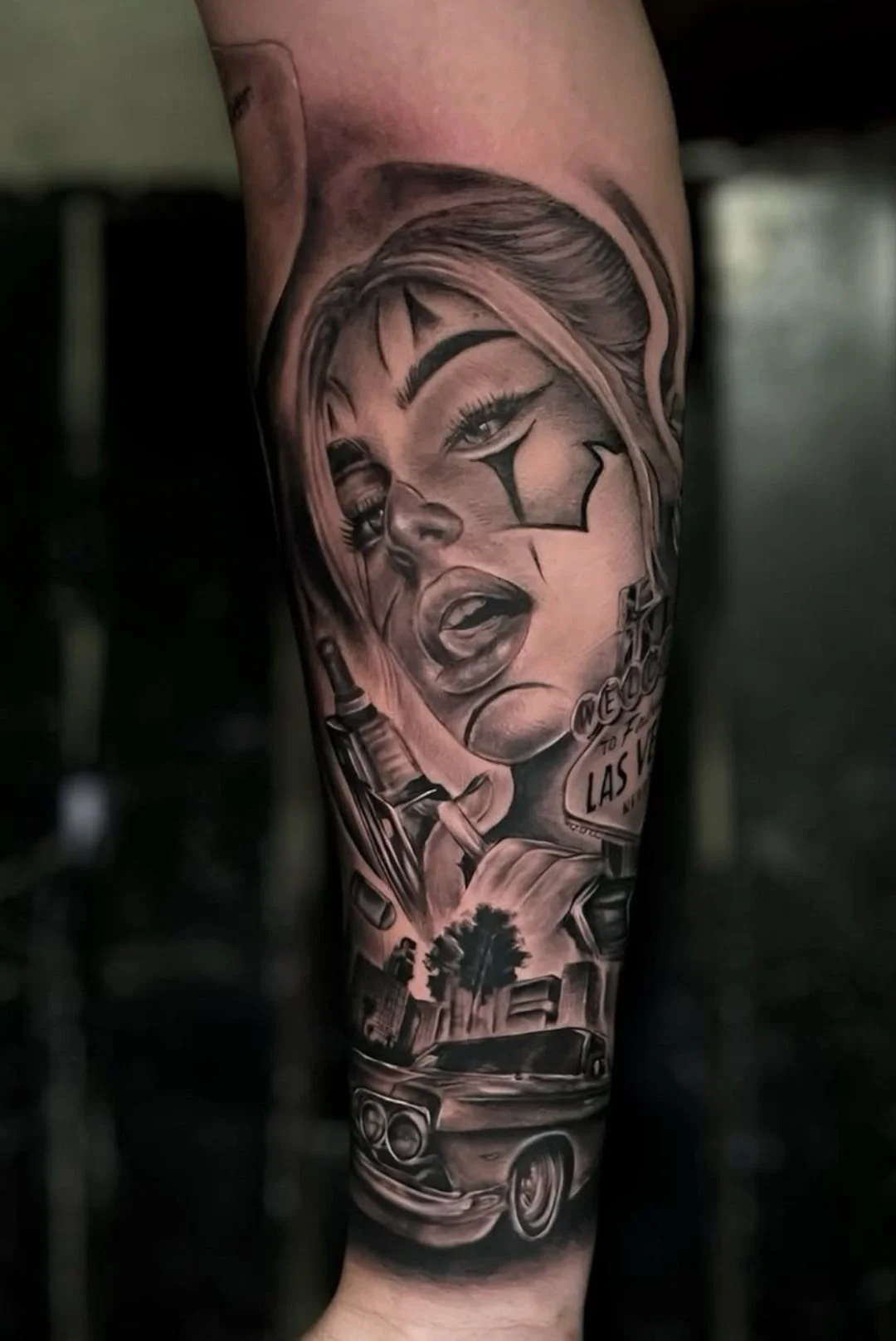 Custom black and grey sleeve tattoo by professional tattoo artist at Sak Yant Phuket