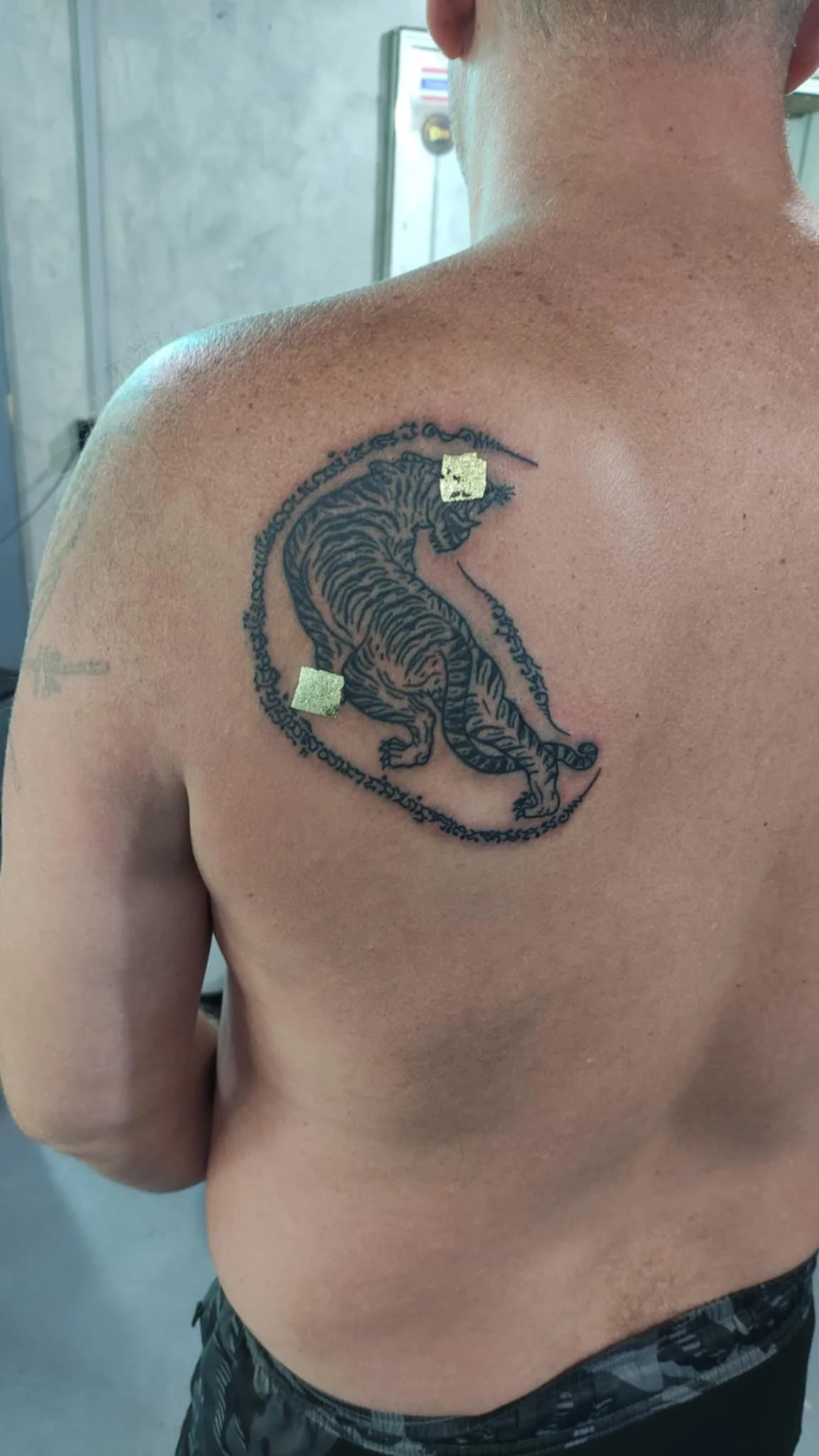 Tiger Looking Backwards Bamboo Sak Yant