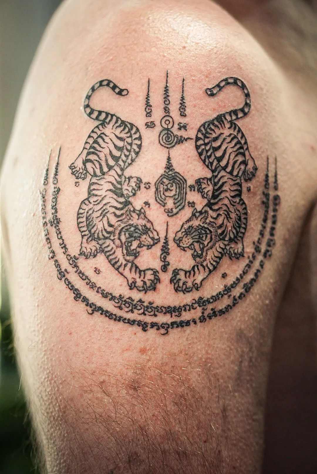 Two Tigers Machine on shoulder from Ajarn Ben