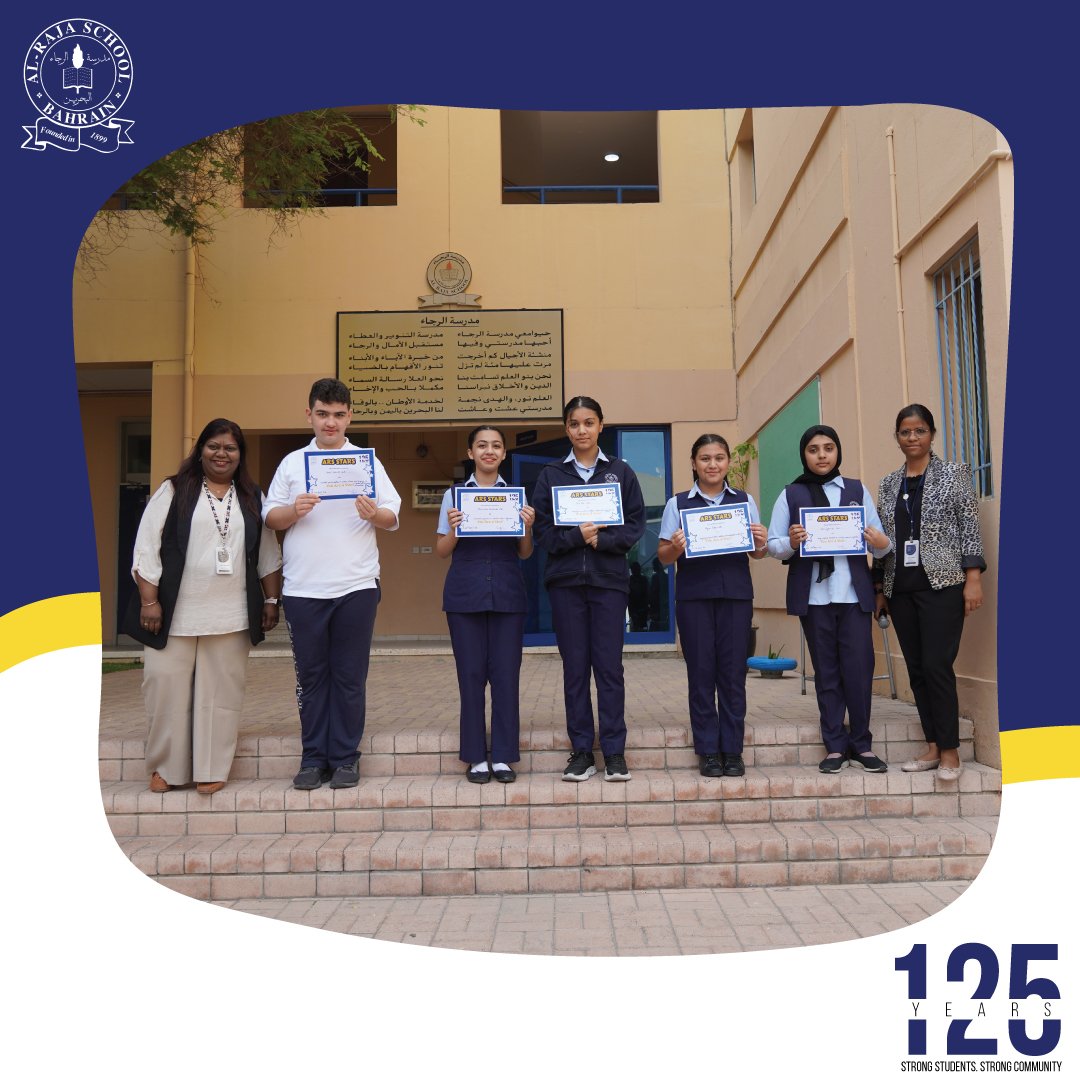 At ARS we like to reward our students for their creativity, excellence and for performing well in their studies and behavior. To all our Middle School stars, congratulations on your achievement.
We are proud of you!

#125yearsofalraja #bahrain #manam