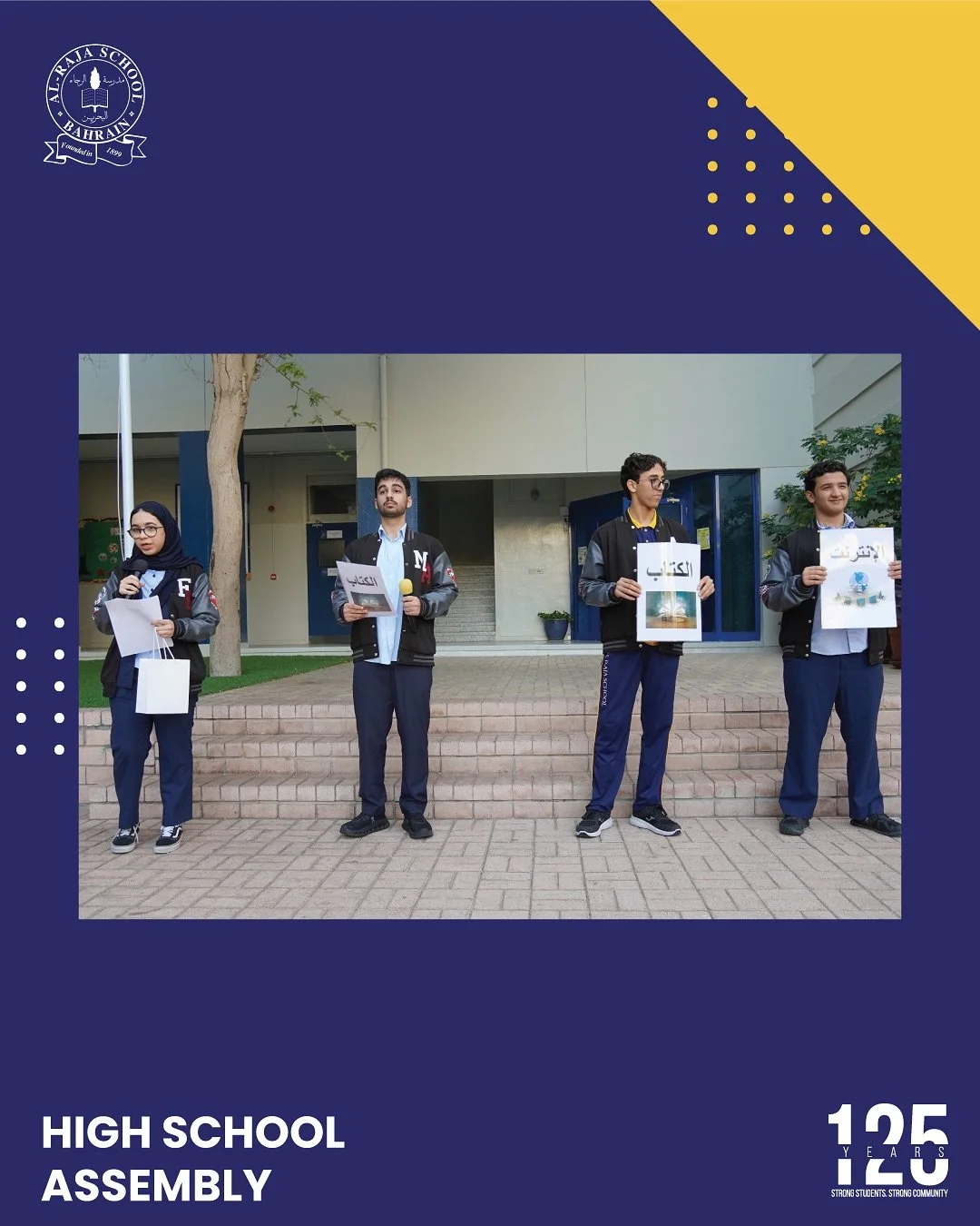 Today&rsquo;s High School assembly, organized by the Arabic Library Department, featured a short skit showcasing a conversation between the internet and books. The performance emphasized that while both are valuable, books remain an important compani