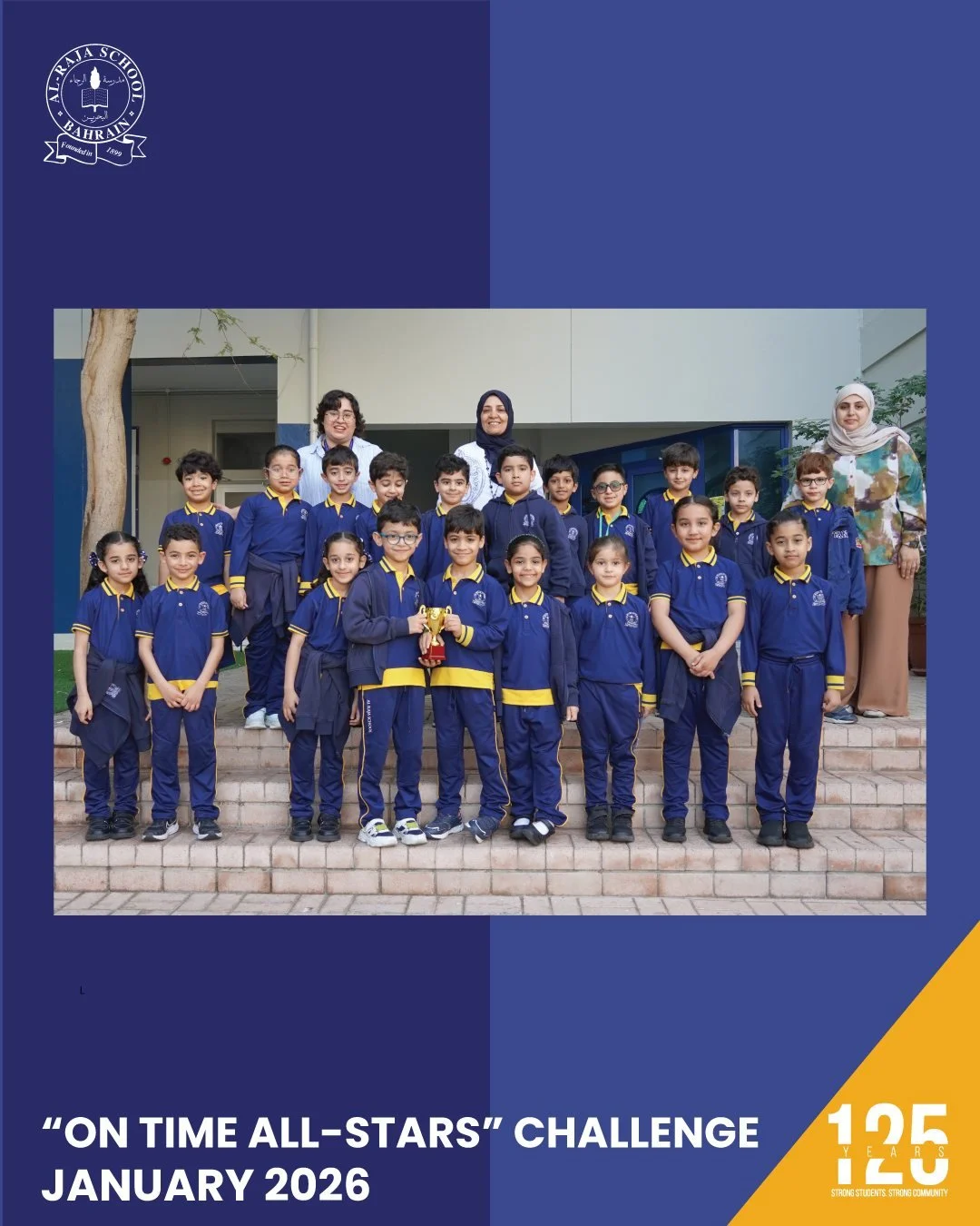 The &ldquo;On Time All-Stars&rdquo; Challenge continues! For the month of January, congratulations to Grade 1B for their amazing punctuality! 🎉👏 Your consistency and dedication to being on time truly make you stars of the month! 🏆 

 #125yearsofal