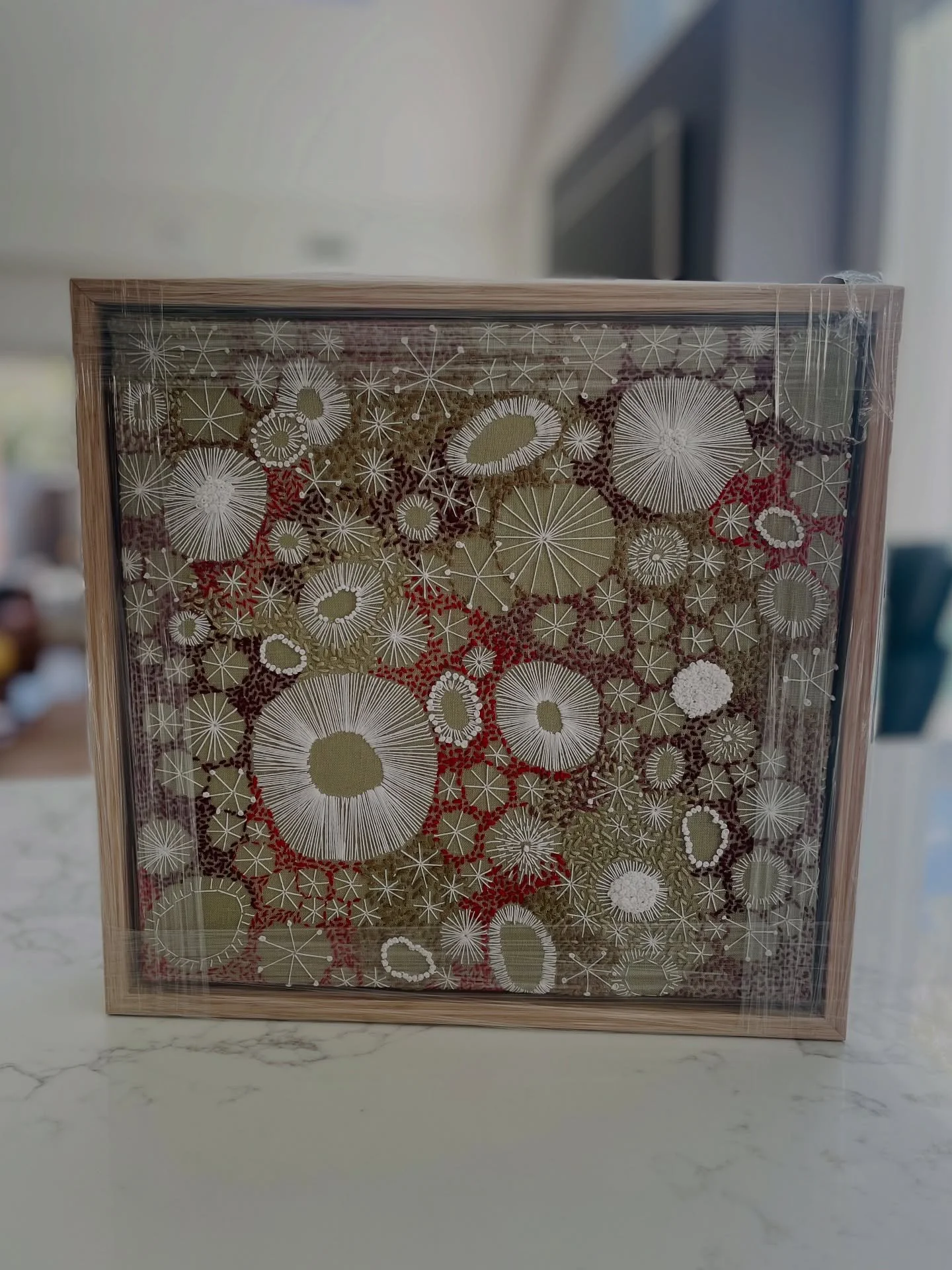 I delivered this commission piece today, titled &ldquo;Starlit Moss&rdquo;. 😃

#elizabethsullivanartist
#stitchedartwork 
#stitchpainting
#mixedmediastitchpainting
#mixedmediaartist
#threadpainting
#stitchedart
#stitchartist
#paintwiththread