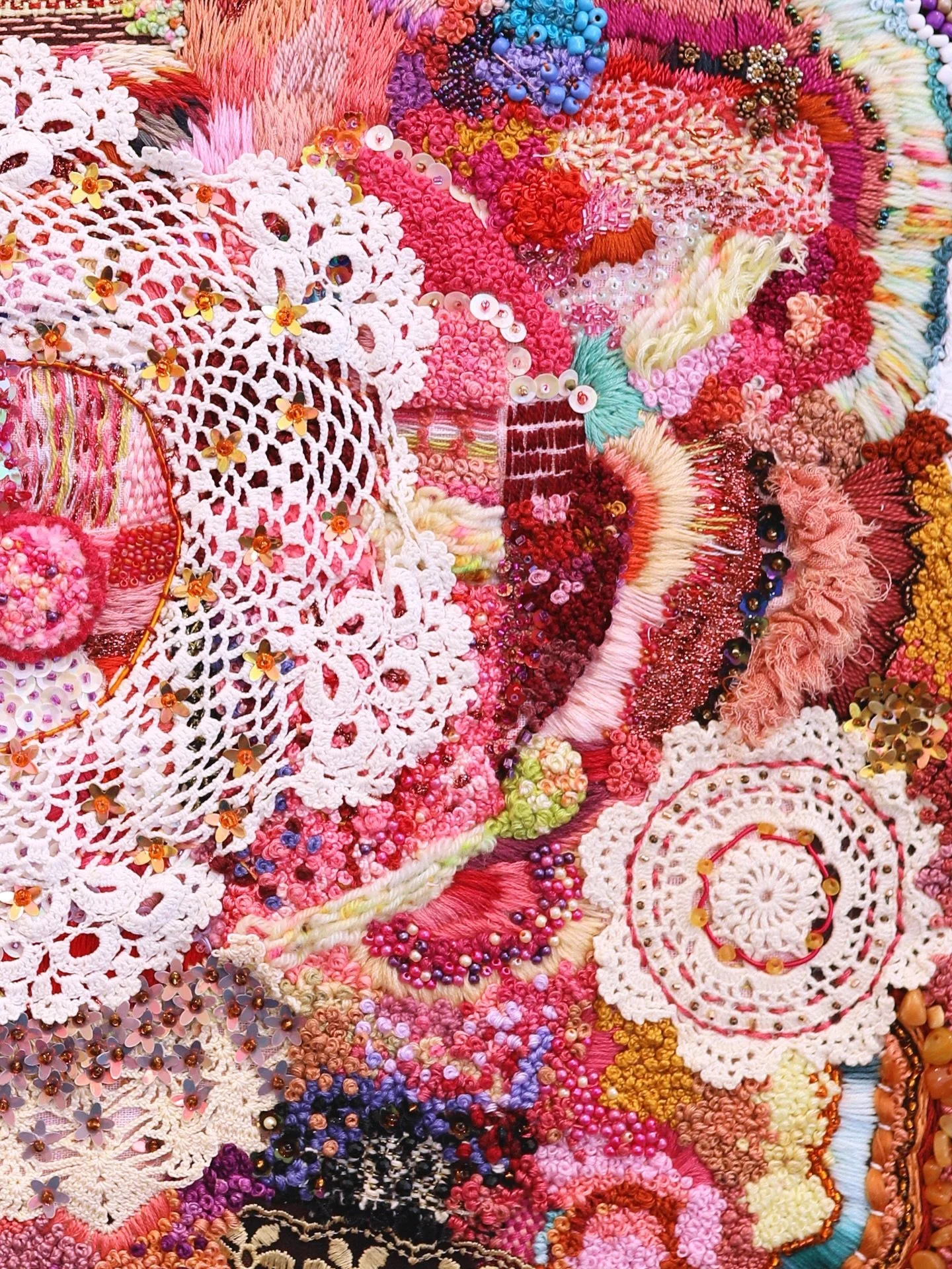 &ldquo;Threaded Memory Box&rdquo; from &ldquo;Stitched Perspectives&rdquo;. Memories wrapped up in intricate layers of stitching with thread, yarn, beads, sequins, braid/trim and doilies. 

#elizabethsullivanart 
#elizabethsullivanartist
#stitchedart