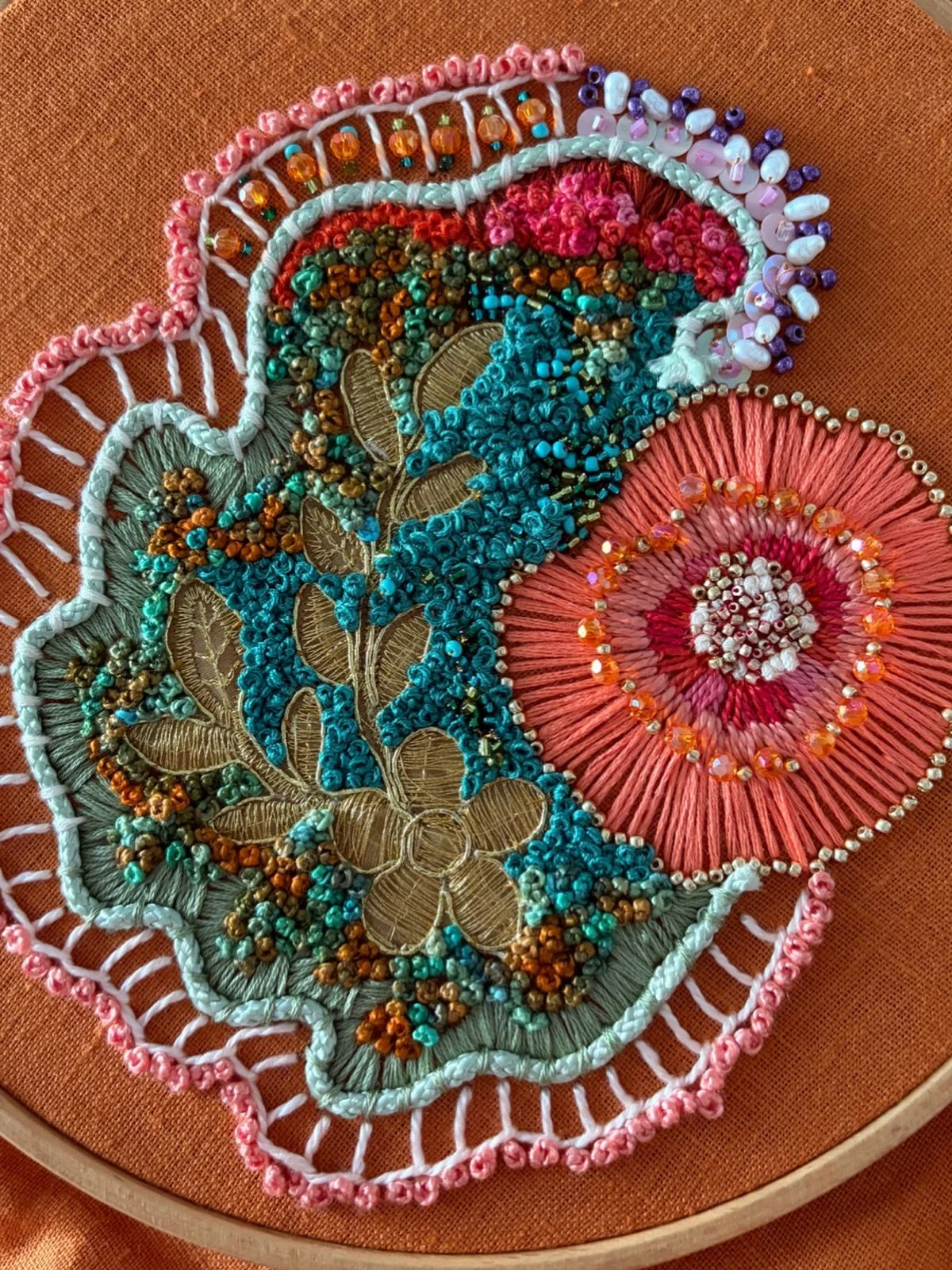 Progress&hellip;..

#elizabethsullivanart 
#stitchart 
#intuitivestitching