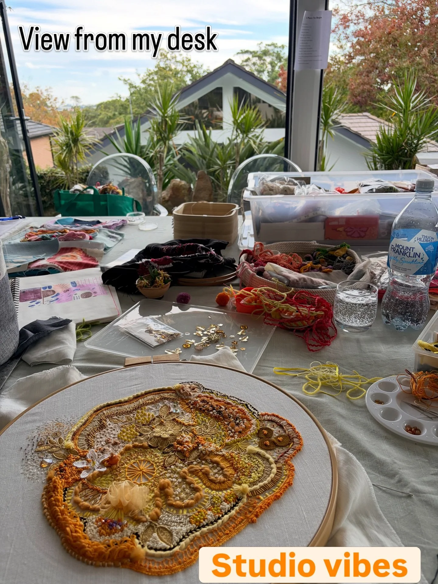 It&rsquo;s a beautifully mild, still autumnal afternoon and I have the bifold doors in the studio fully open. Seems fitting that I am working on my golden piece.