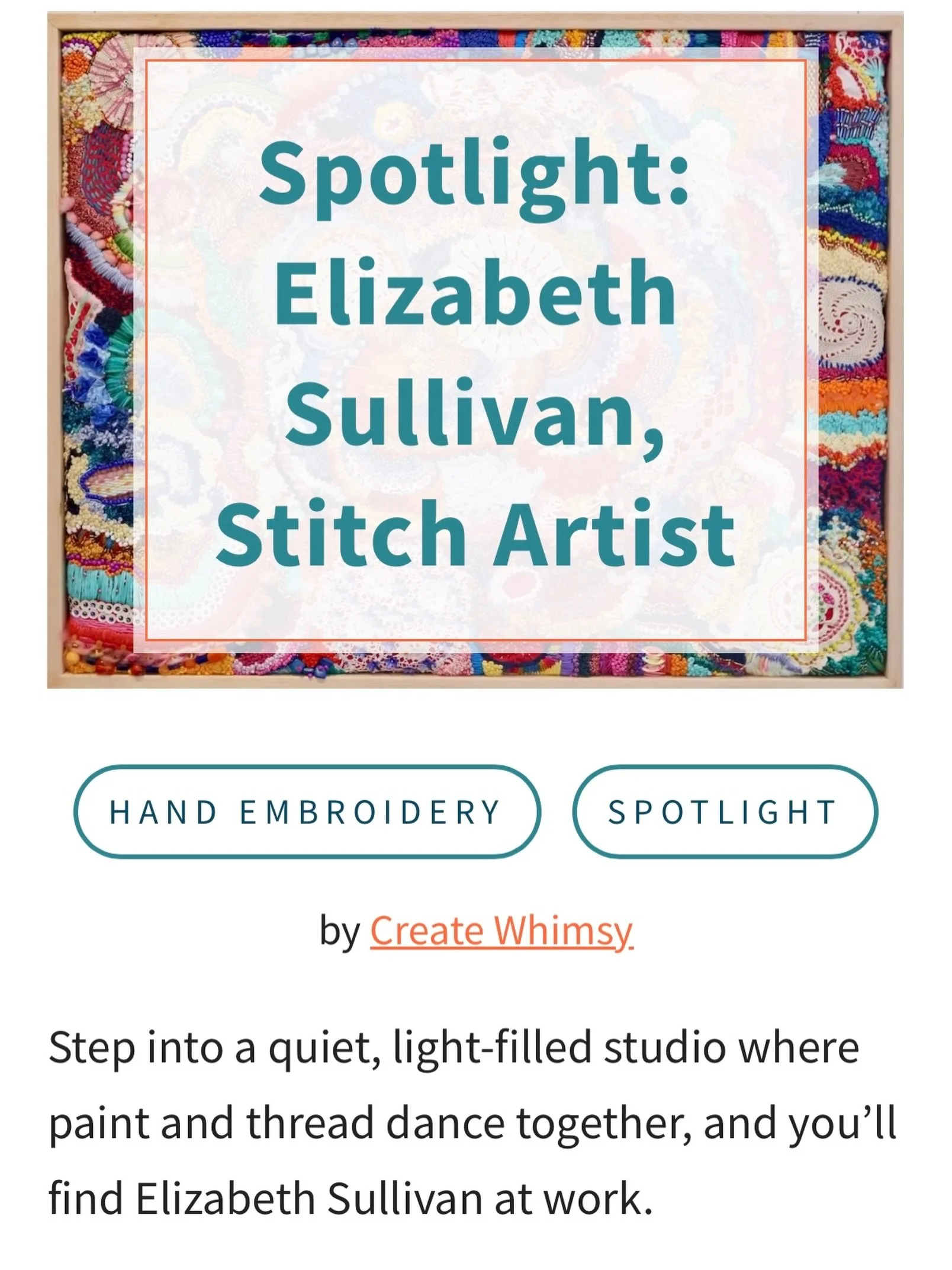 I was thrilled to be invited for an interview with Create Whimsy recently. 

Now published on their website. Visit their Instagram feed for shared stories and journeys of makers and their work, inspiring creativity. 

Comment &ldquo;Send Link&rdquo; 