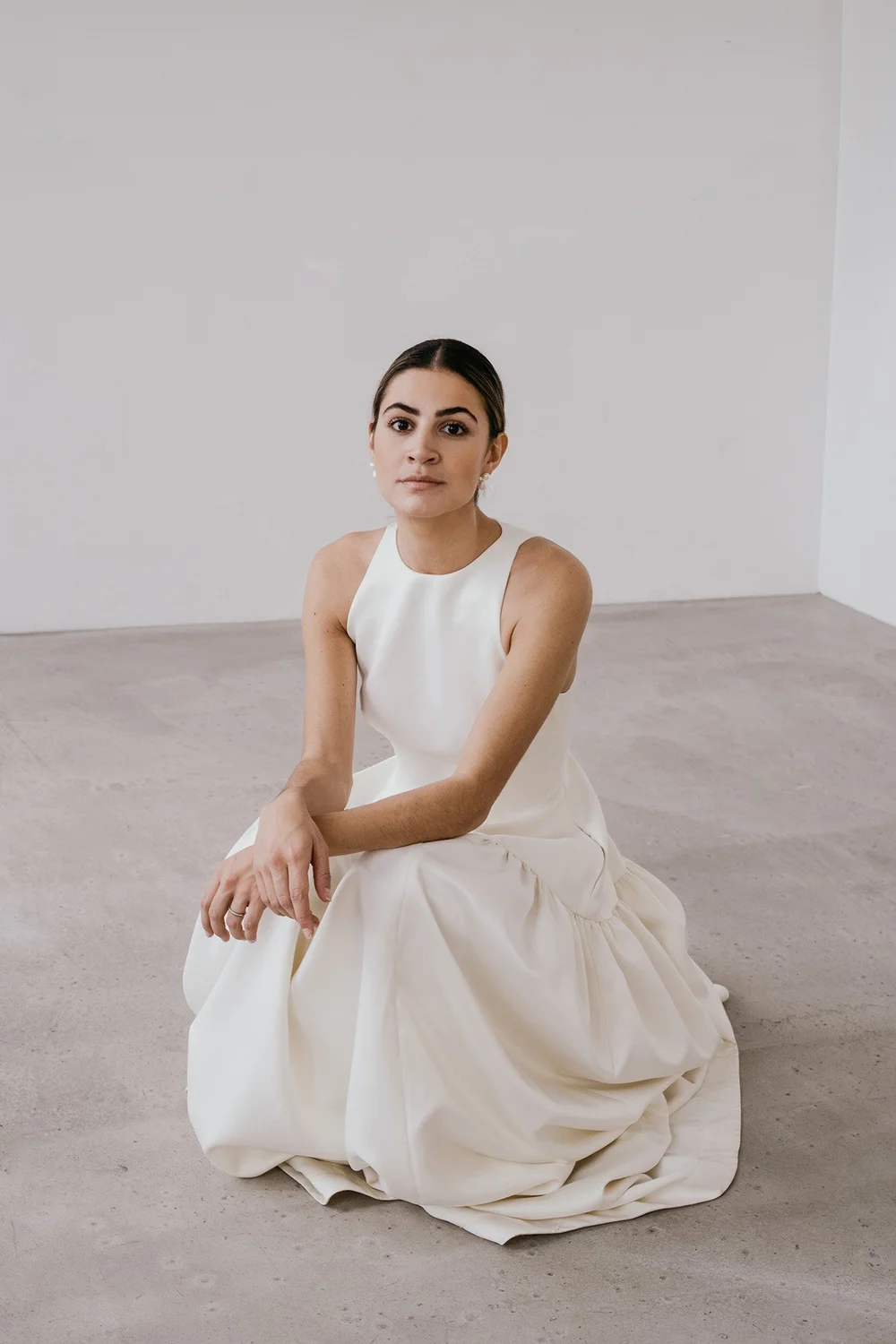 MILA High Neck Double Satin Wedding Dress with Neck Tie — UNBRIDLED — free download