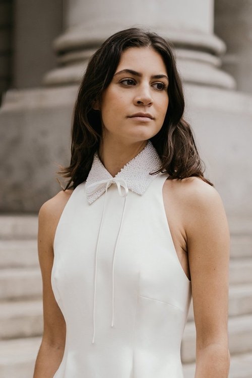 MILA High Neck Double Satin Wedding Dress with Neck Tie — UNBRIDLED — free download