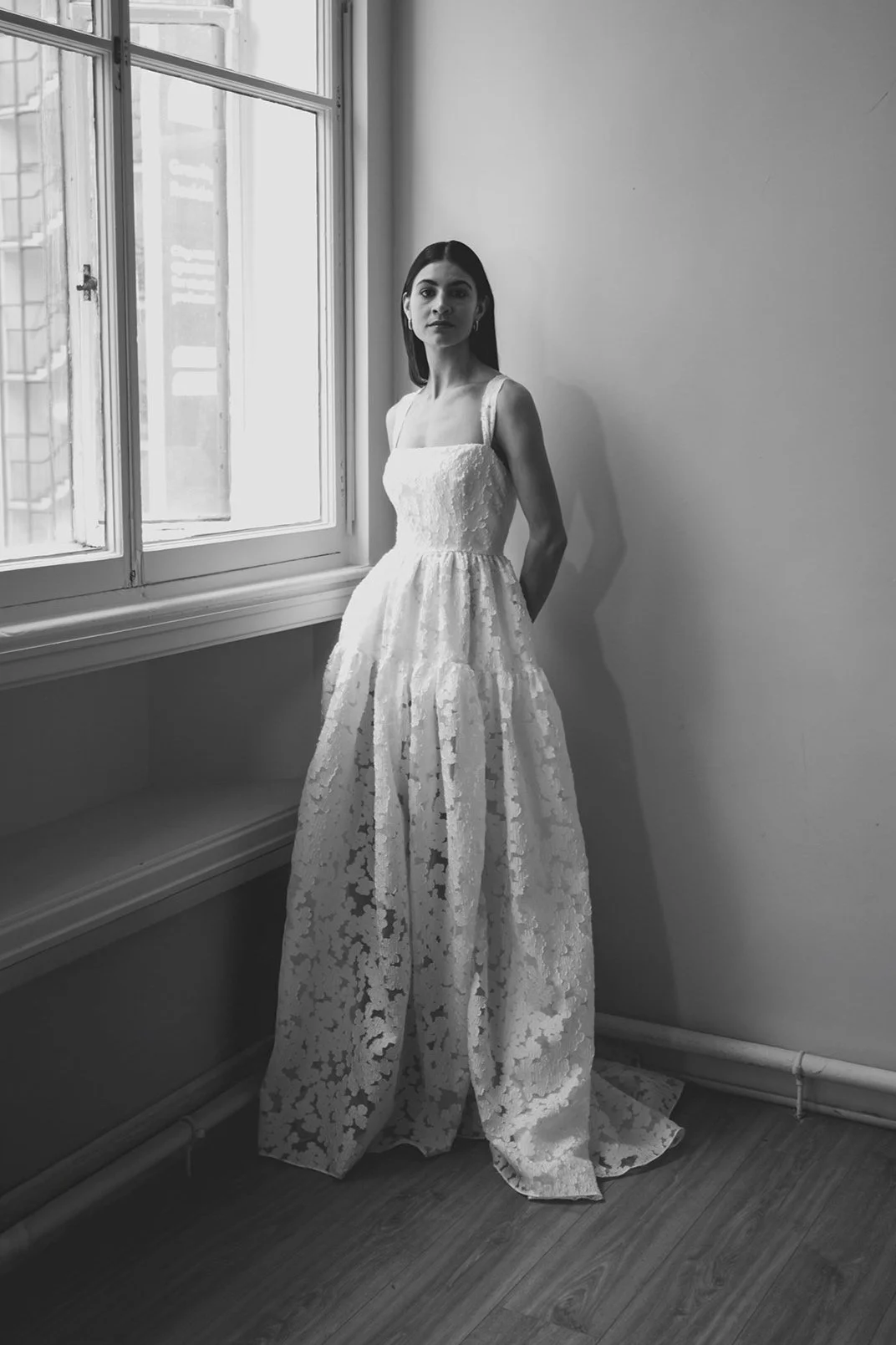 LUNA | Tiered Wedding Dress with Square Neckline | Modern