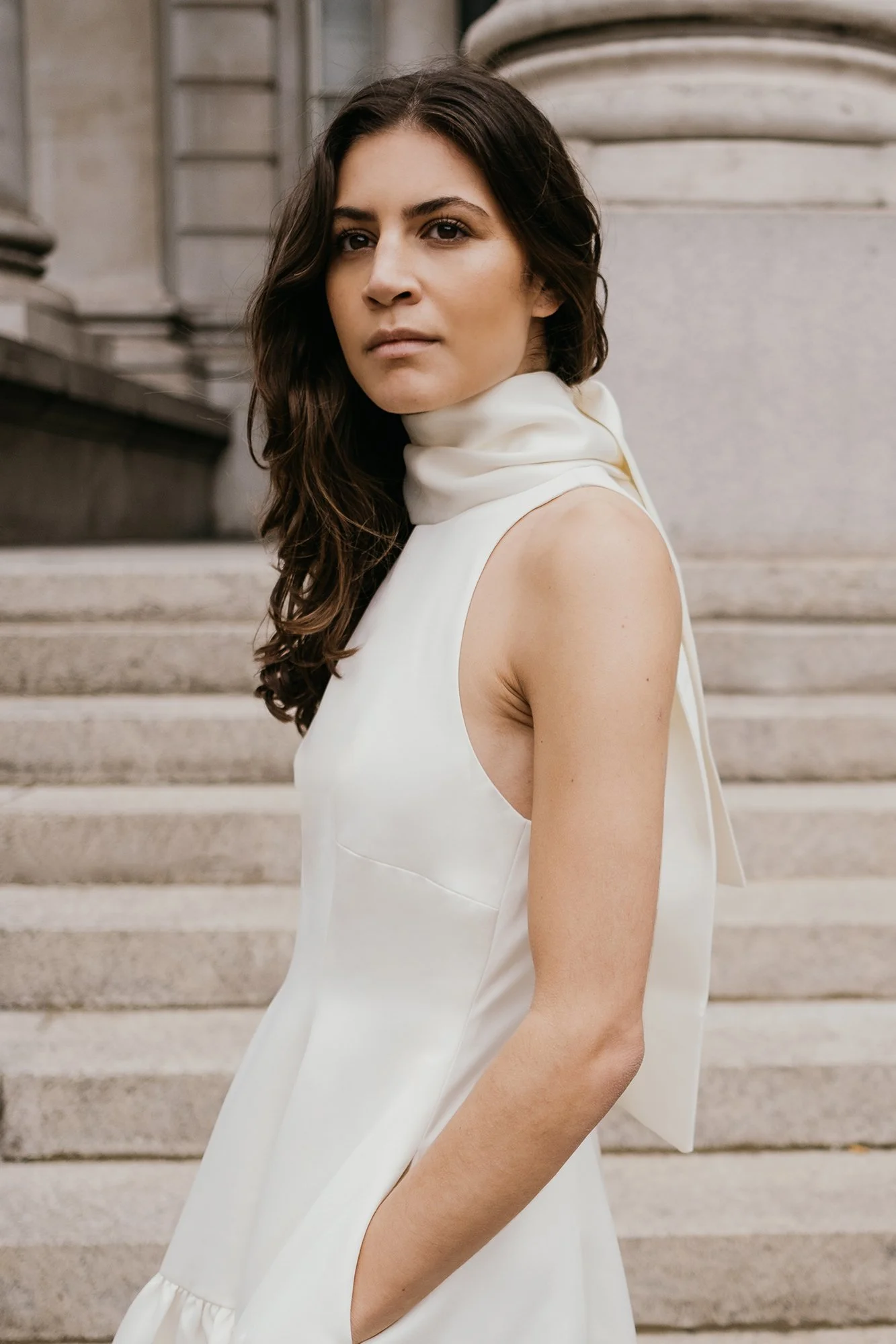 MILA High Neck Double Satin Wedding Dress with Neck Tie — UNBRIDLED — free download