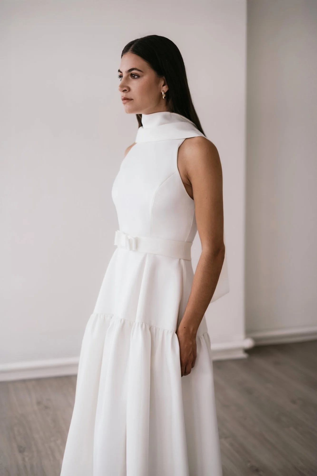 MILA High Neck Double Satin Wedding Dress with Neck Tie — UNBRIDLED — free download