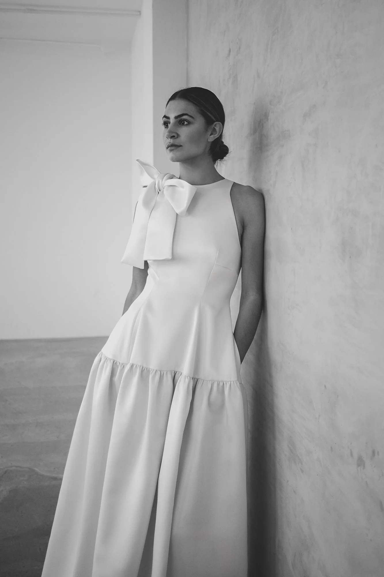 MILA High Neck Double Satin Wedding Dress with Neck Tie — UNBRIDLED — free download