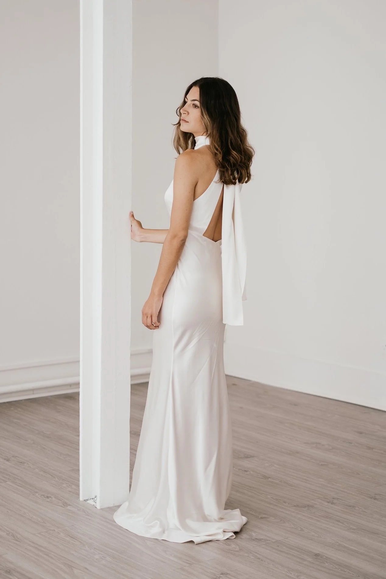 THEA | Backless Silk Satin Wedding Dress — UNBRIDLED STUDIO