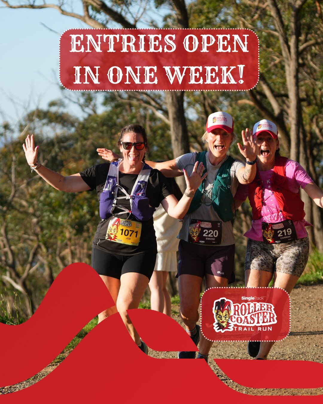 Entries Open 9AM March 28! 🗓️🎉

It's time to gear up for the launch of entries for the 2024 Roller Coaster Run. This classic running Festival will be returning to the green grass of Kalorama Reserve with all the same beloved courses as previous yea