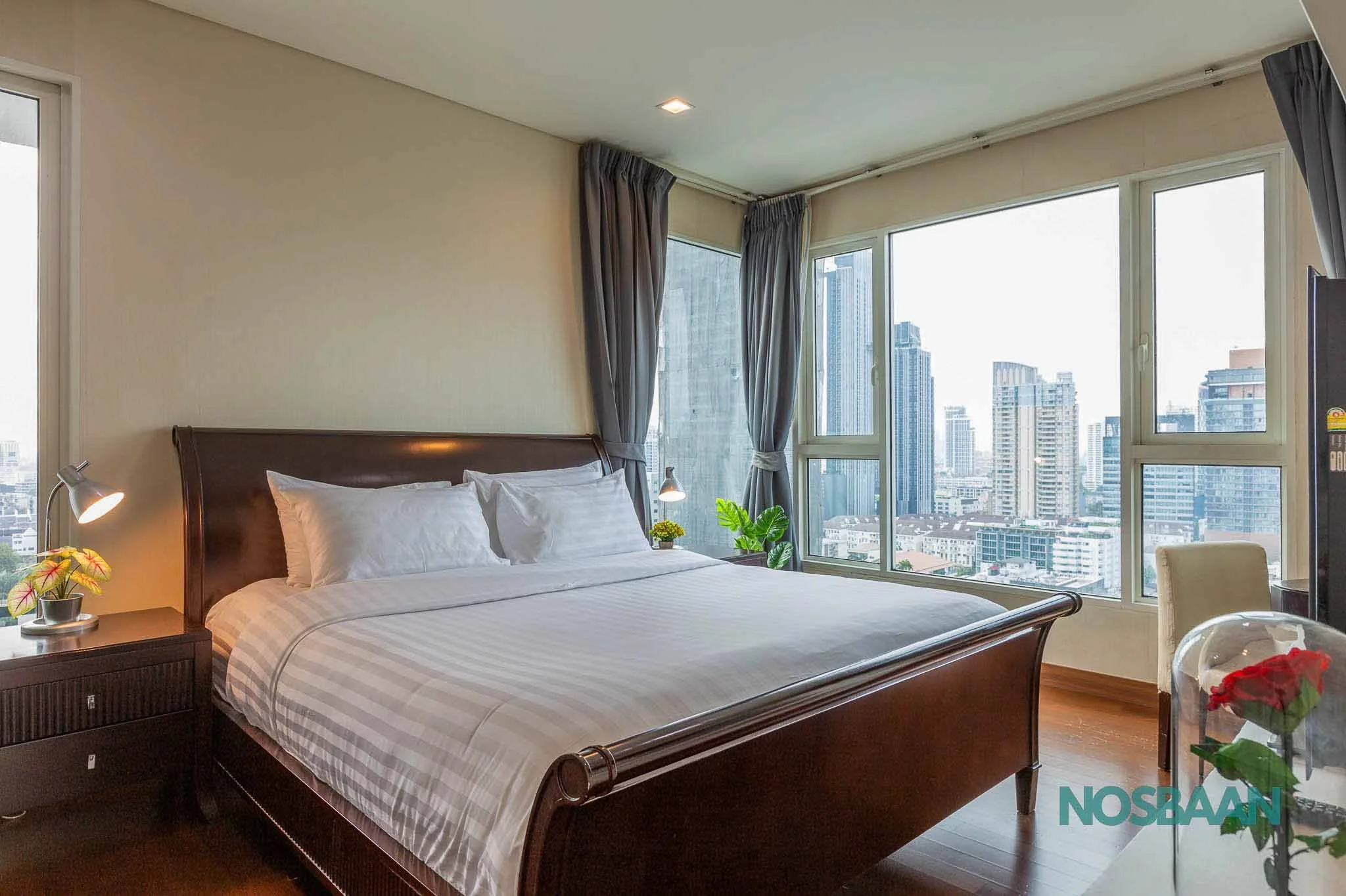 Spacious two-bedroom unit with a fully equipped kitchen and open-plan living area.
