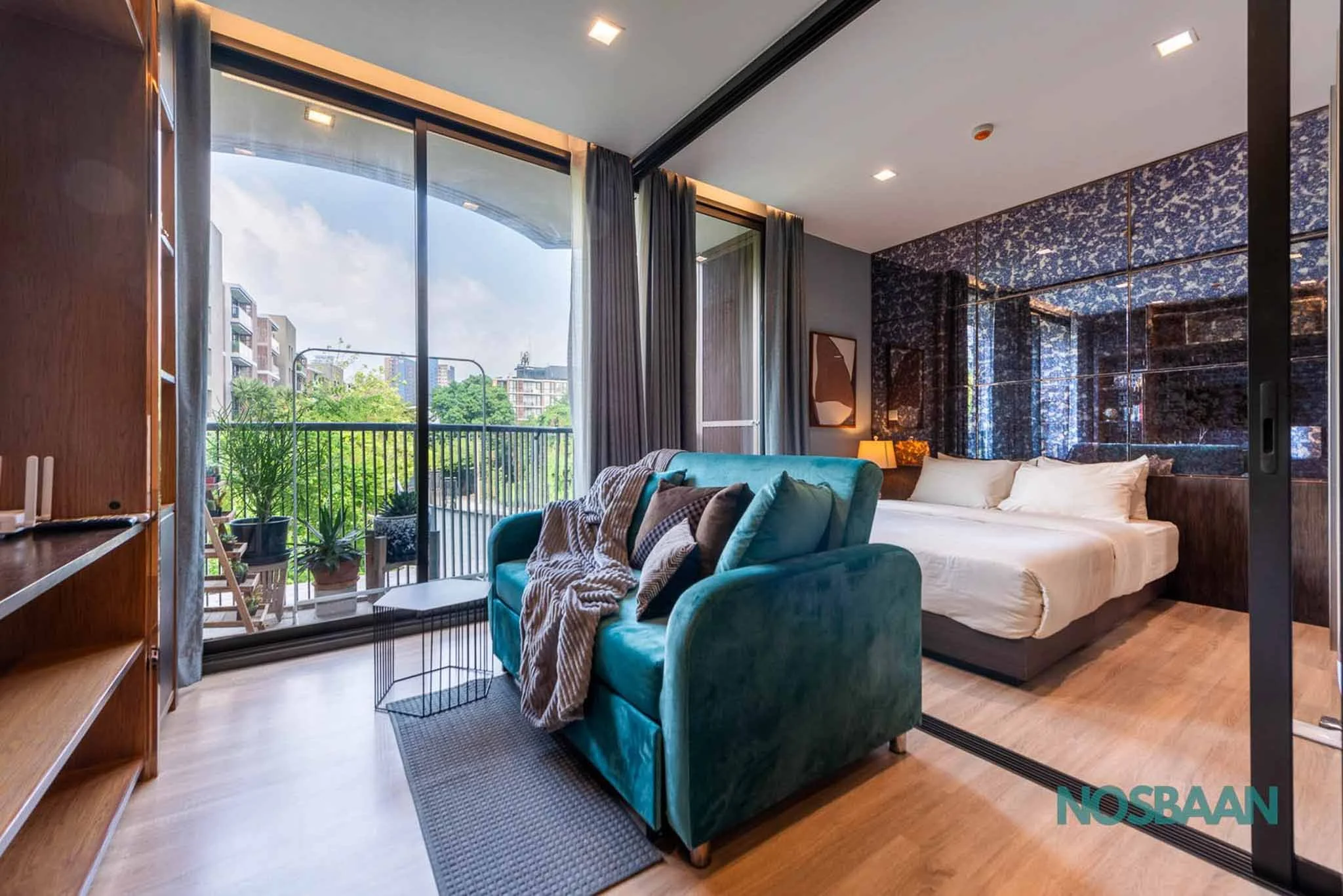 Elegant one-bedroom unit with hardwood floors and a large walk-in closet near BTS Nana.