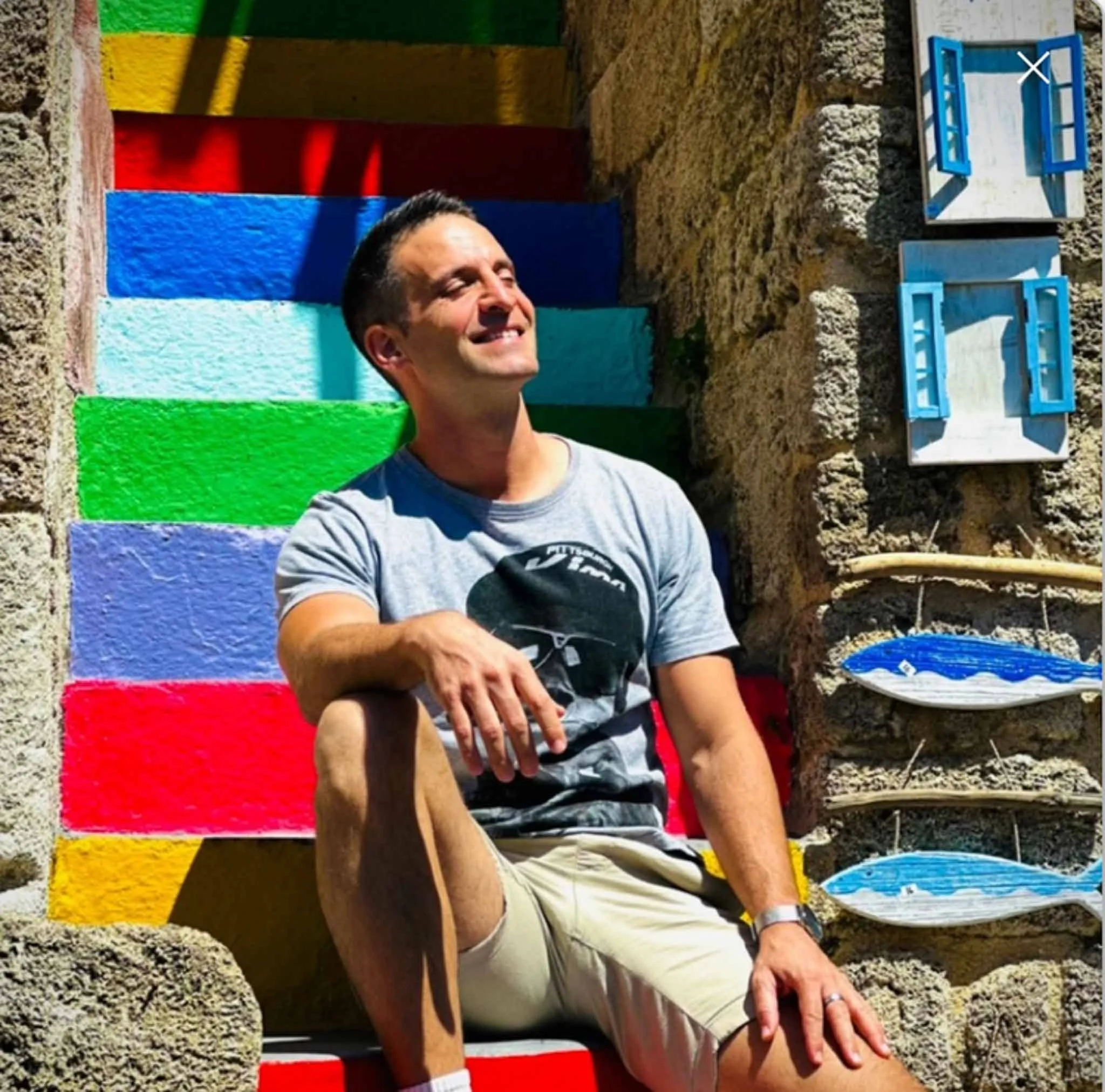 Happy property owner in a colorful scene