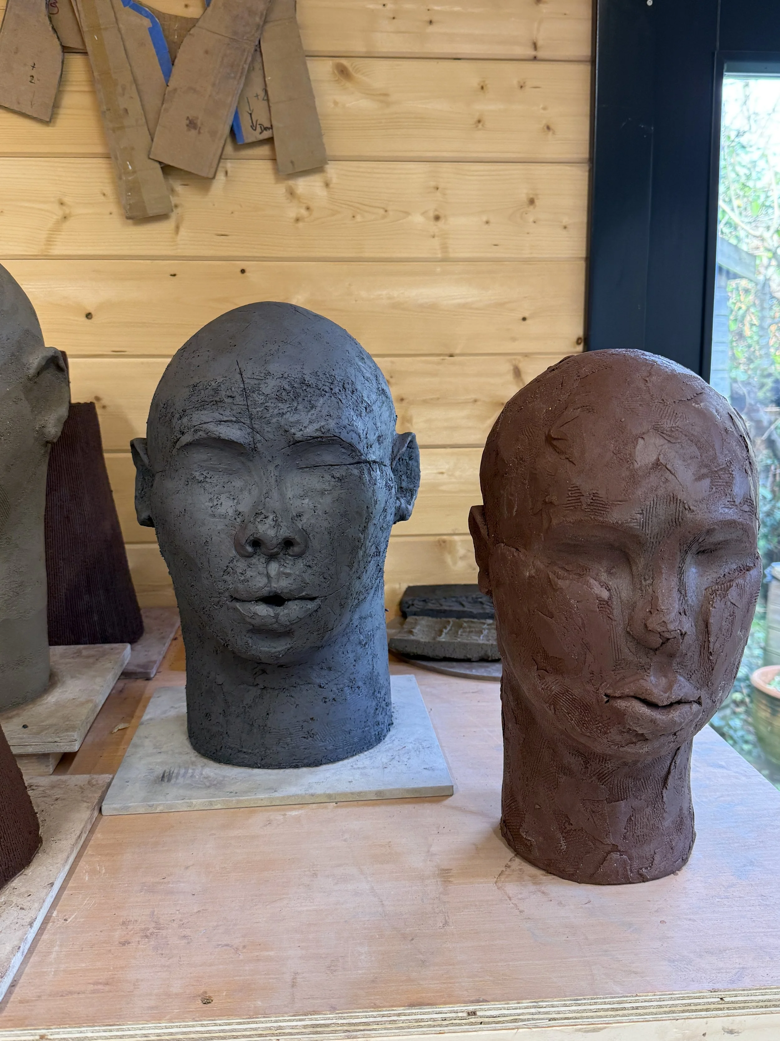 Tawny Phillips - Two garden heads in progress