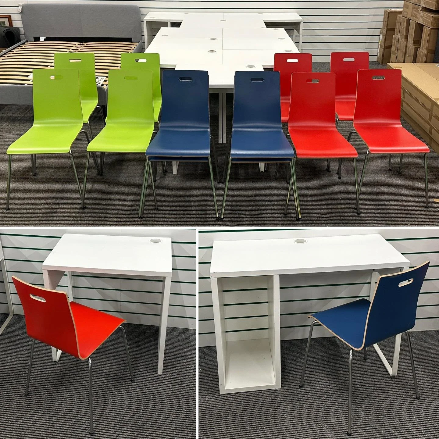✨ ✨ JUST ARRIVED IN YNYSHIR ✨ ✨

We have just sourced some office desks and chairs which are now available in our Ynyshir showroom 😁

We have:

🔵 Small Desks &pound;10.00 each

🔴 Large Desks &pound;15.00 each

🟢 Chairs &pound;10.00 each

Pop in s