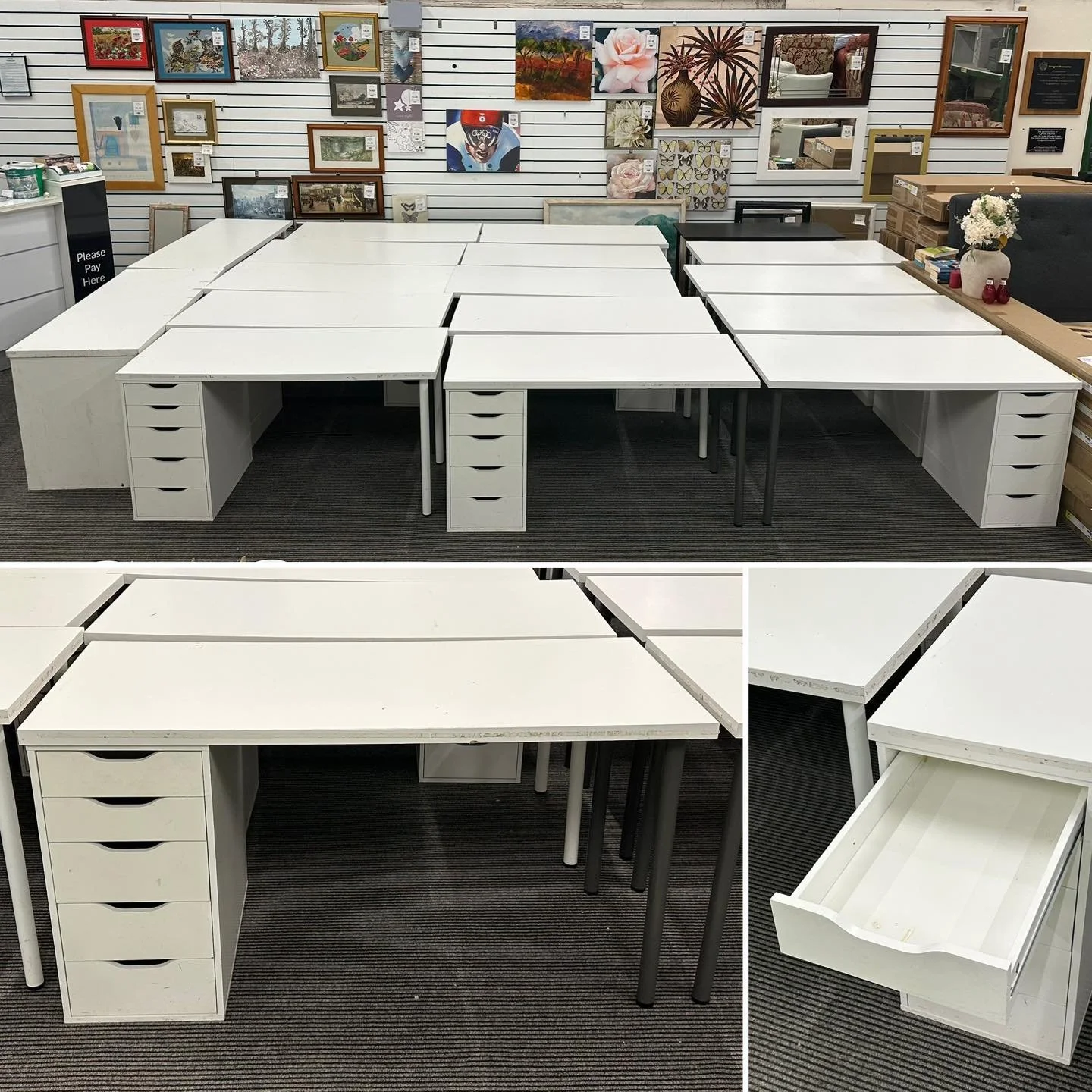 ✨ ✨ YNYSHIR ✨ ✨

✨✨ JUST ARRIVED ✨✨

✨ WHITE DESKS &pound;20.00 EACH ✨

📞 01443 680090 - Option 2 📞

‼️ Please note as these items are pre owned, they may come with some wear and tear ‼️