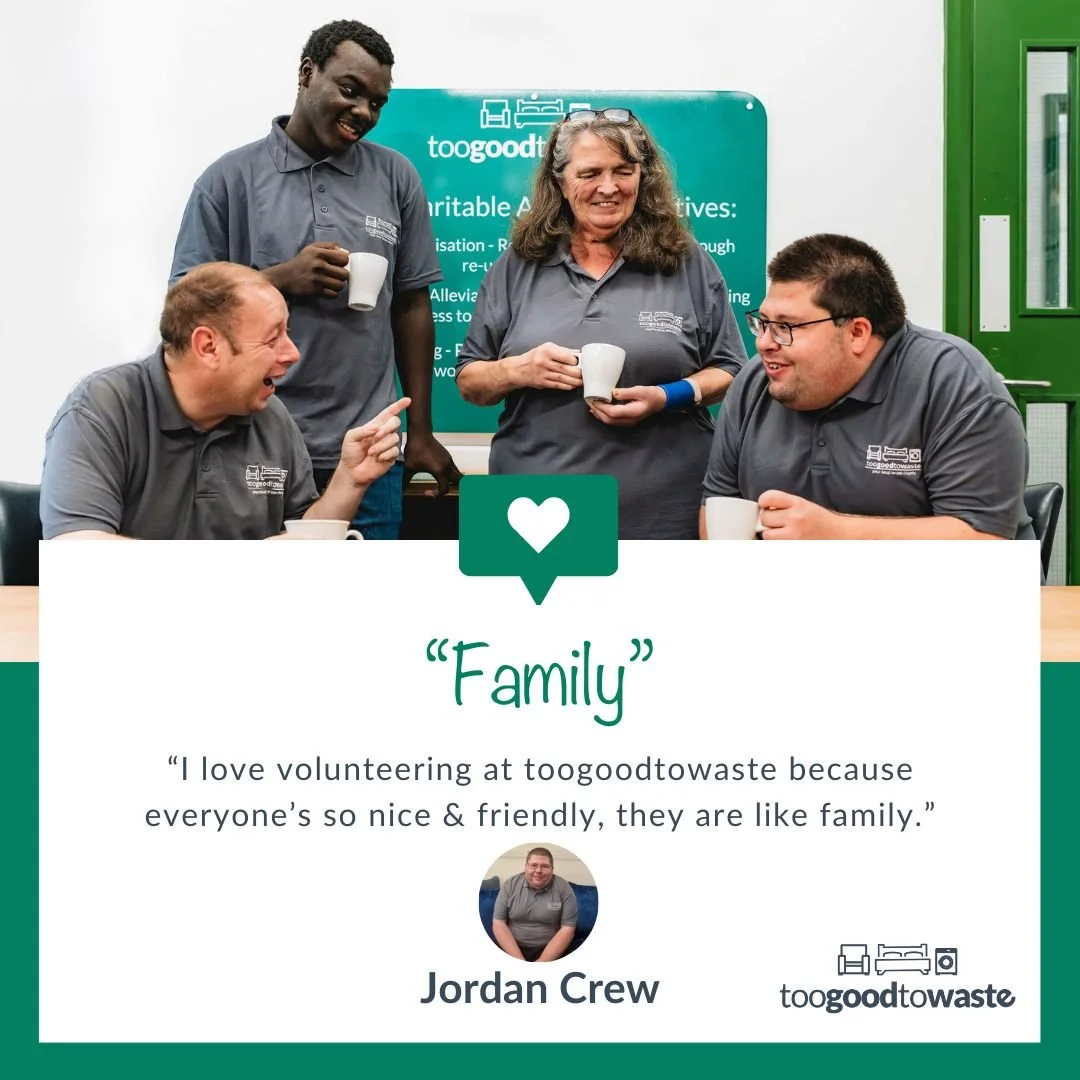 Jordan volunteers in our warehouse department and we recently asked him why he likes volunteering here 🥰

If you'd like to join the toogoodtowaste family we have volunteering opportunities available, to find out more visit: https://www.toogoodtowast
