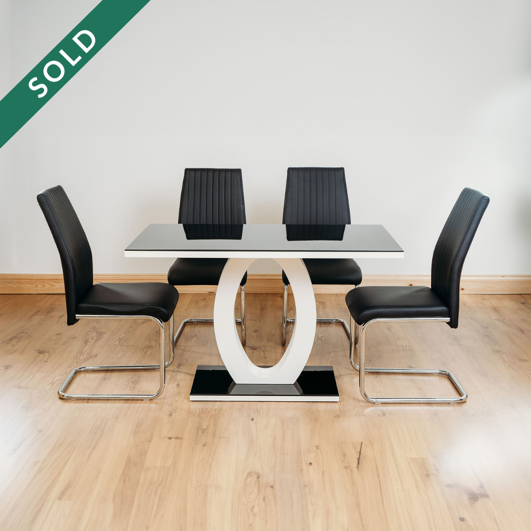 Modern Glass Dining Table &amp; 4 Chairs
