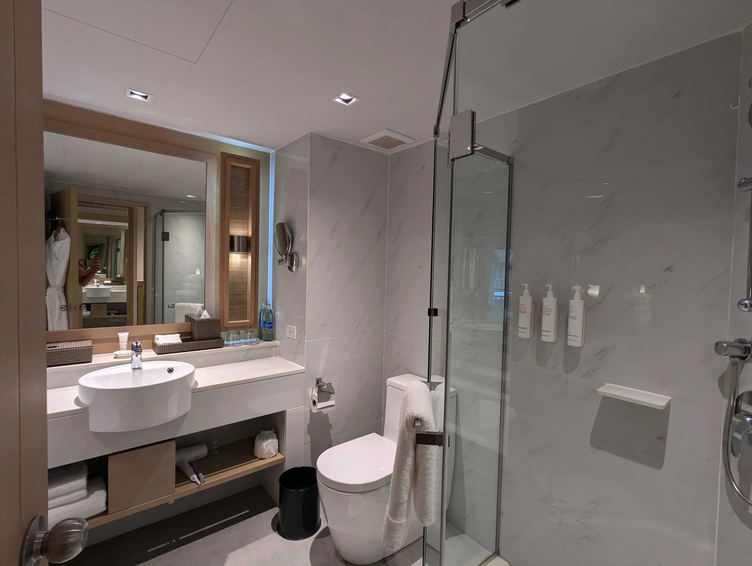 A hotel bathroom at the Phuket Marriott resort