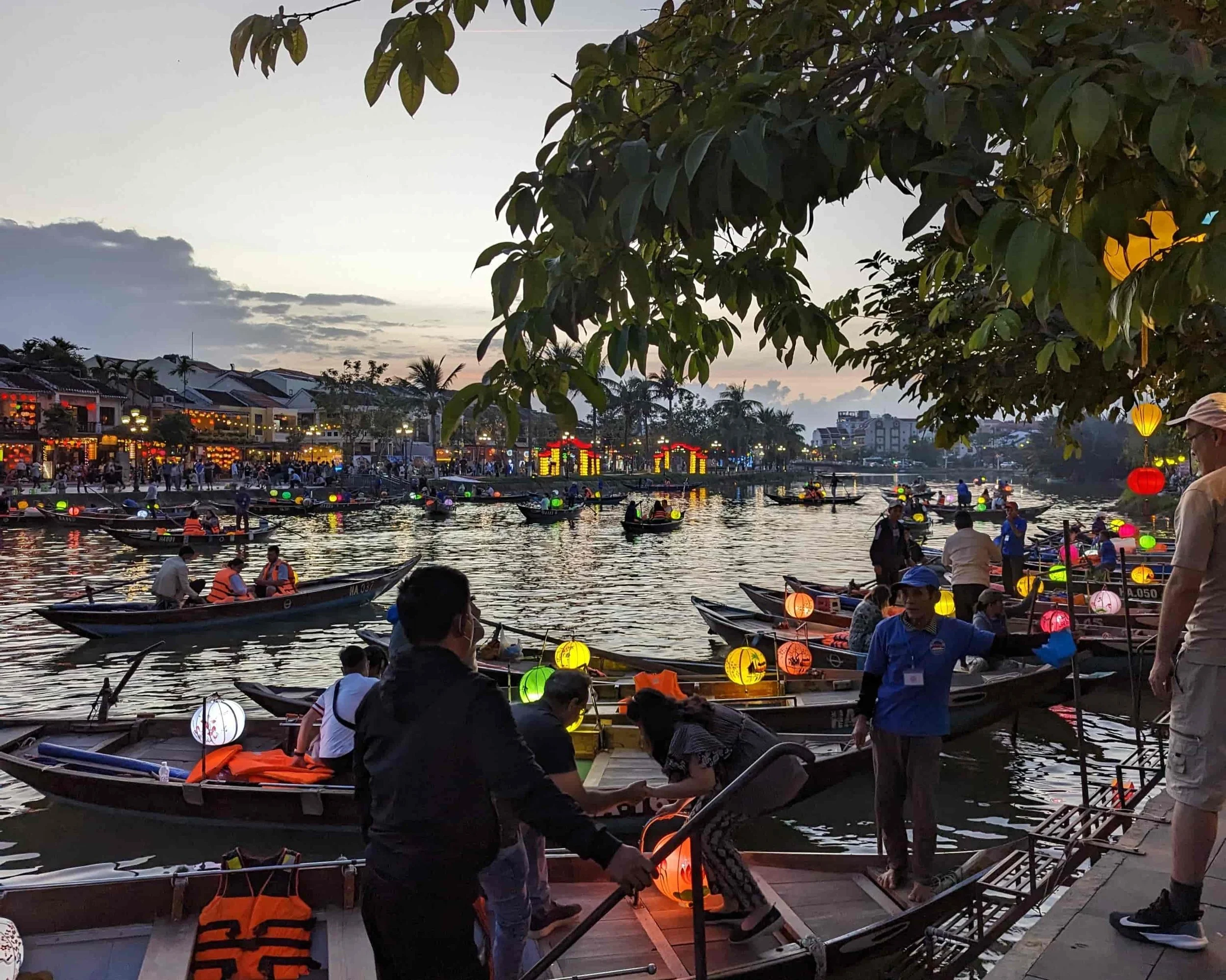 Boats with lanterns on the Hoi An river