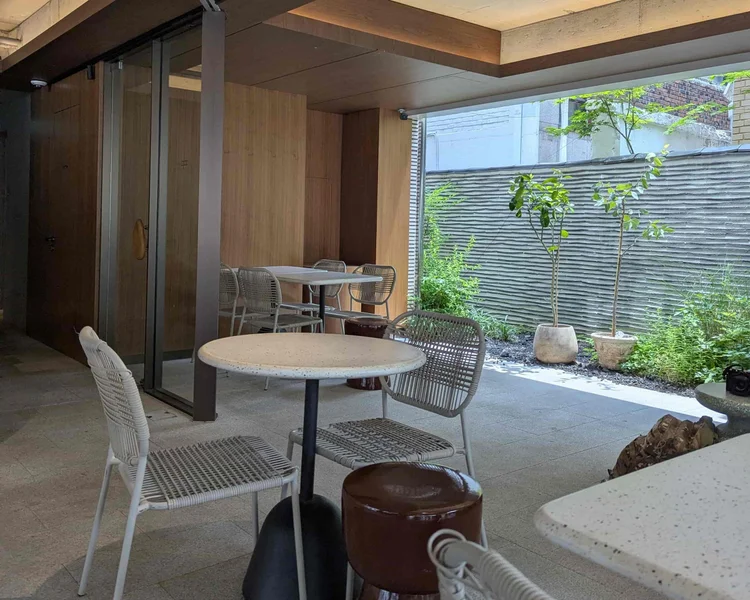 Seoul cafe near Bukchon with plants and warm interior