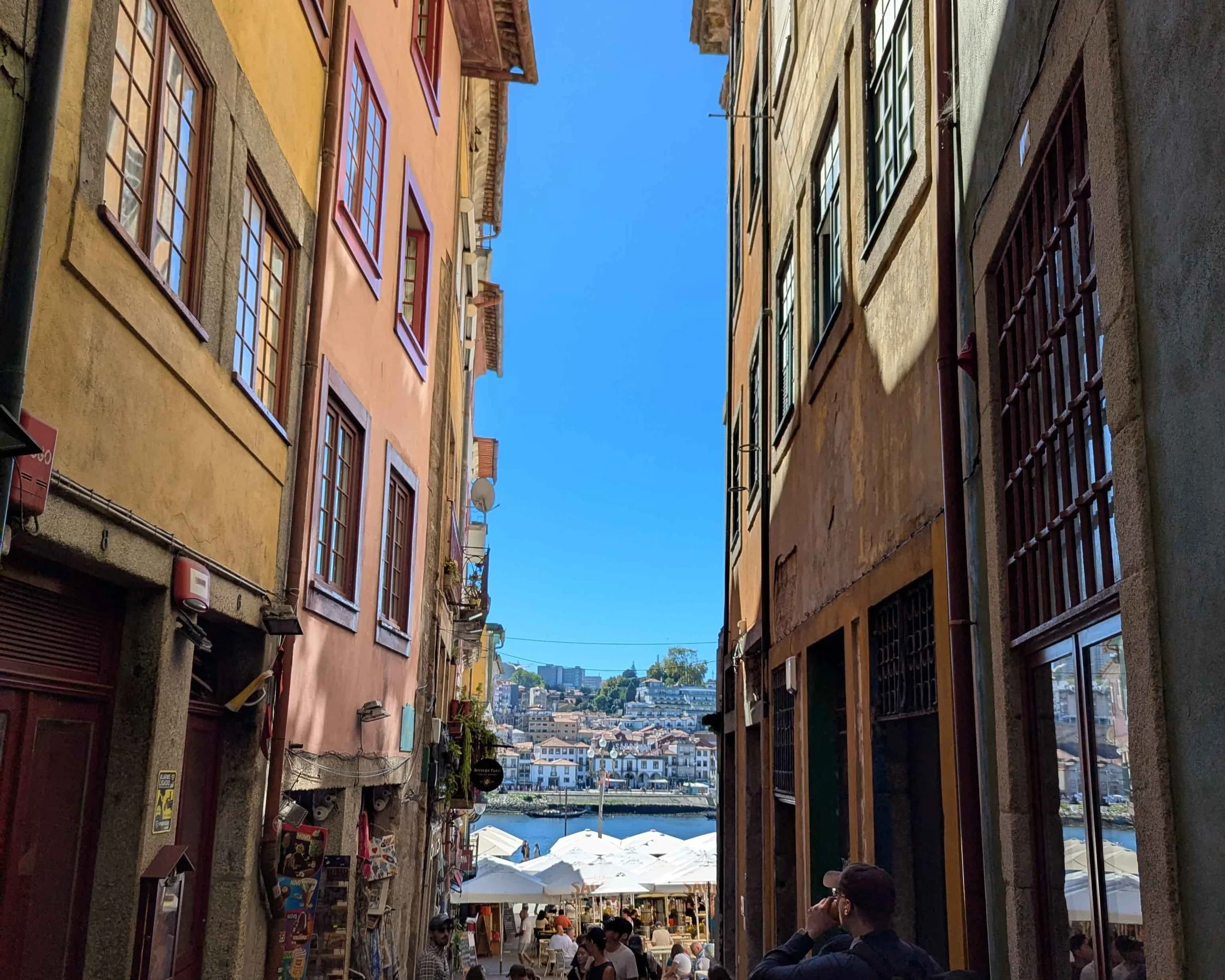 View on the river in Porto between the old houses
