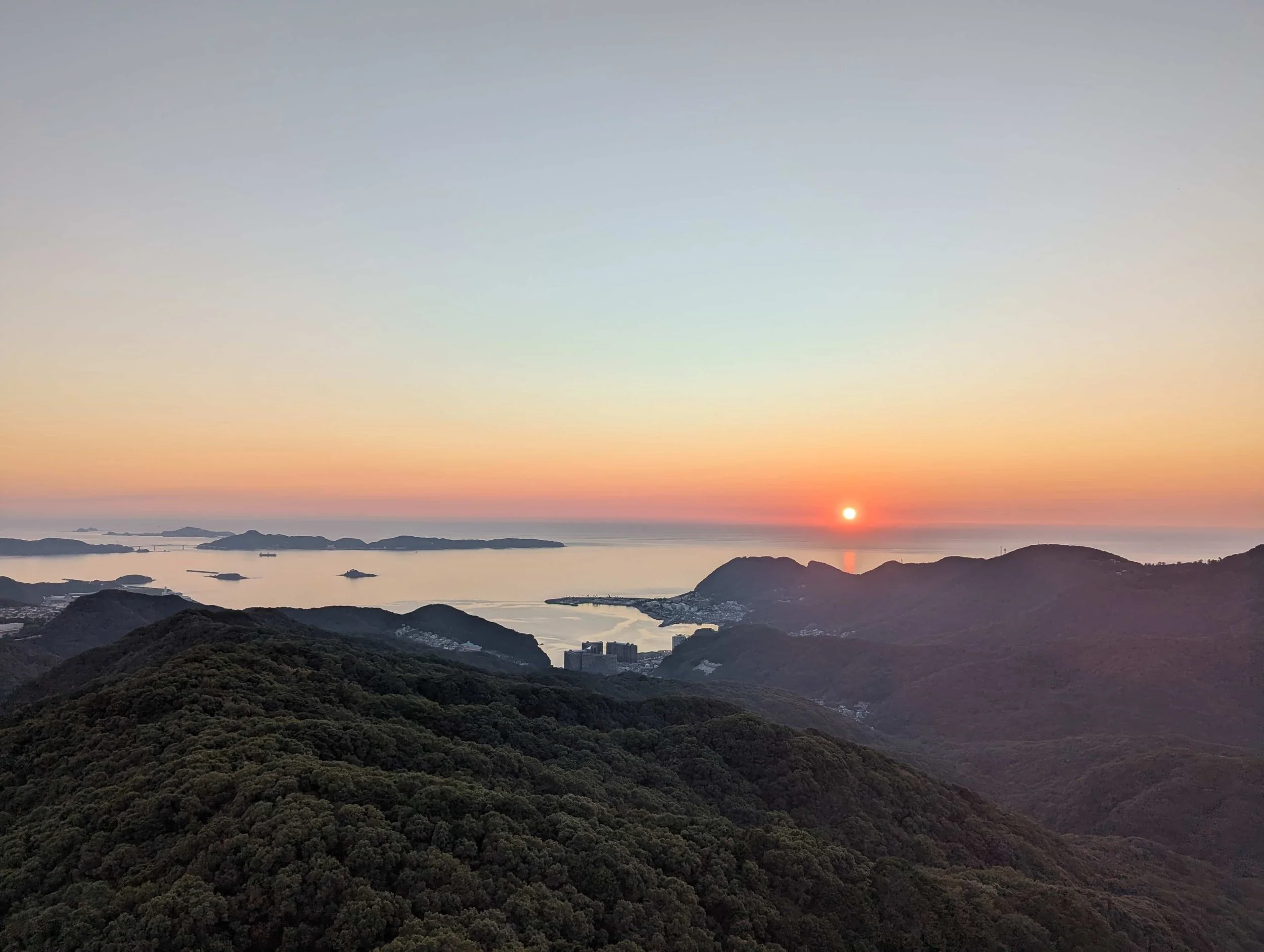 The sunset over the sea in Nagasaki