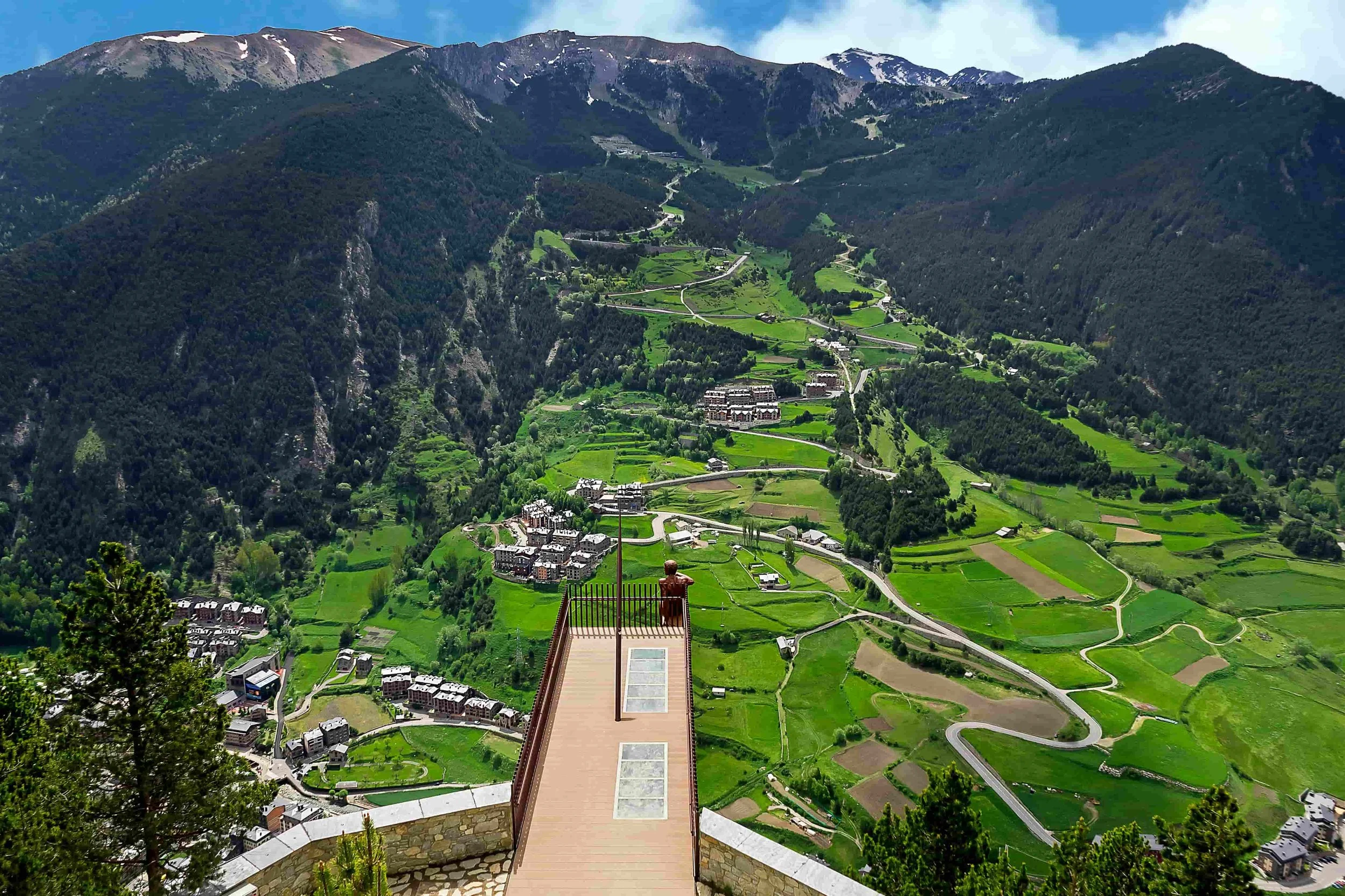View over the green mountains of Andorra