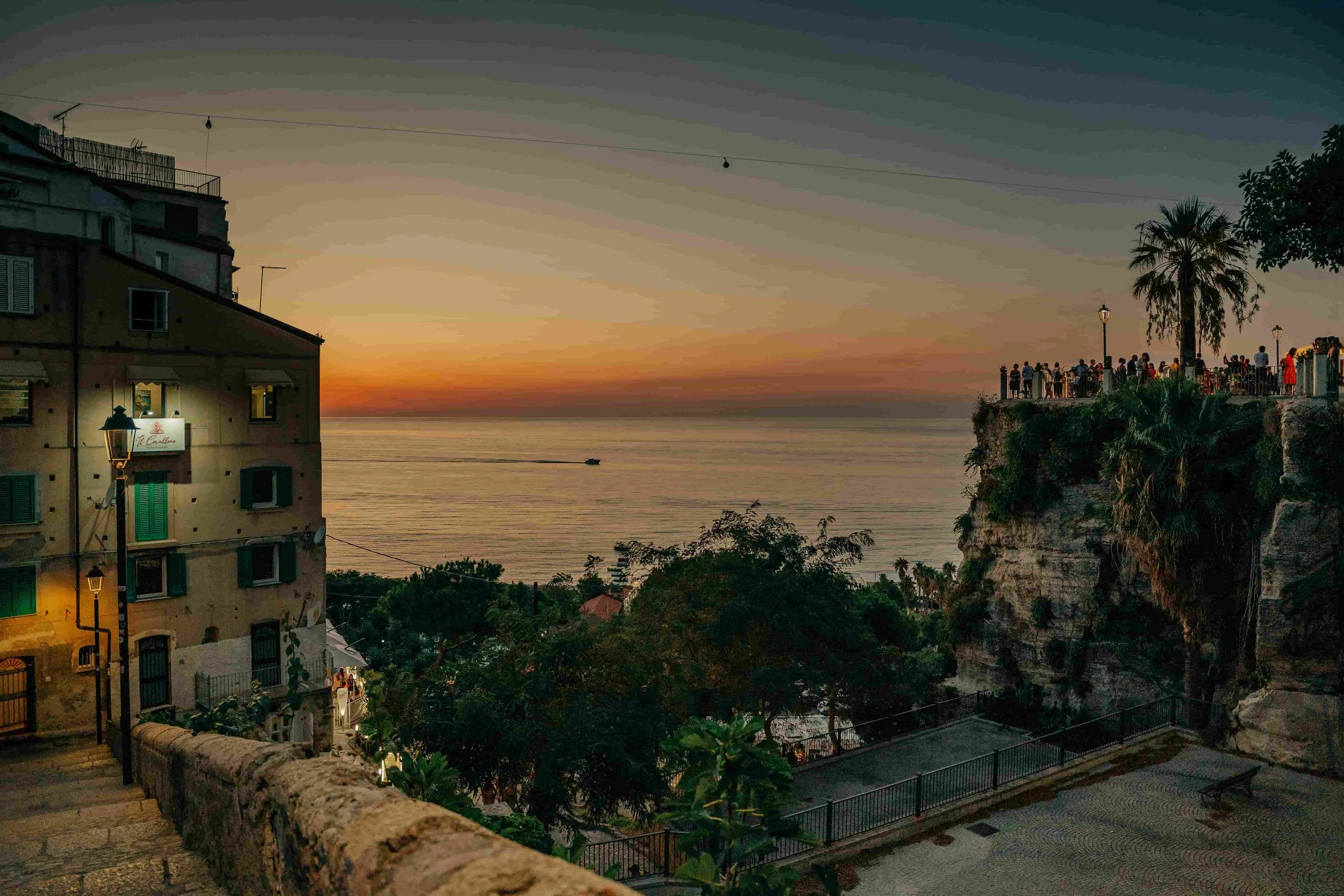 View over the ocean in Tropea at sunset