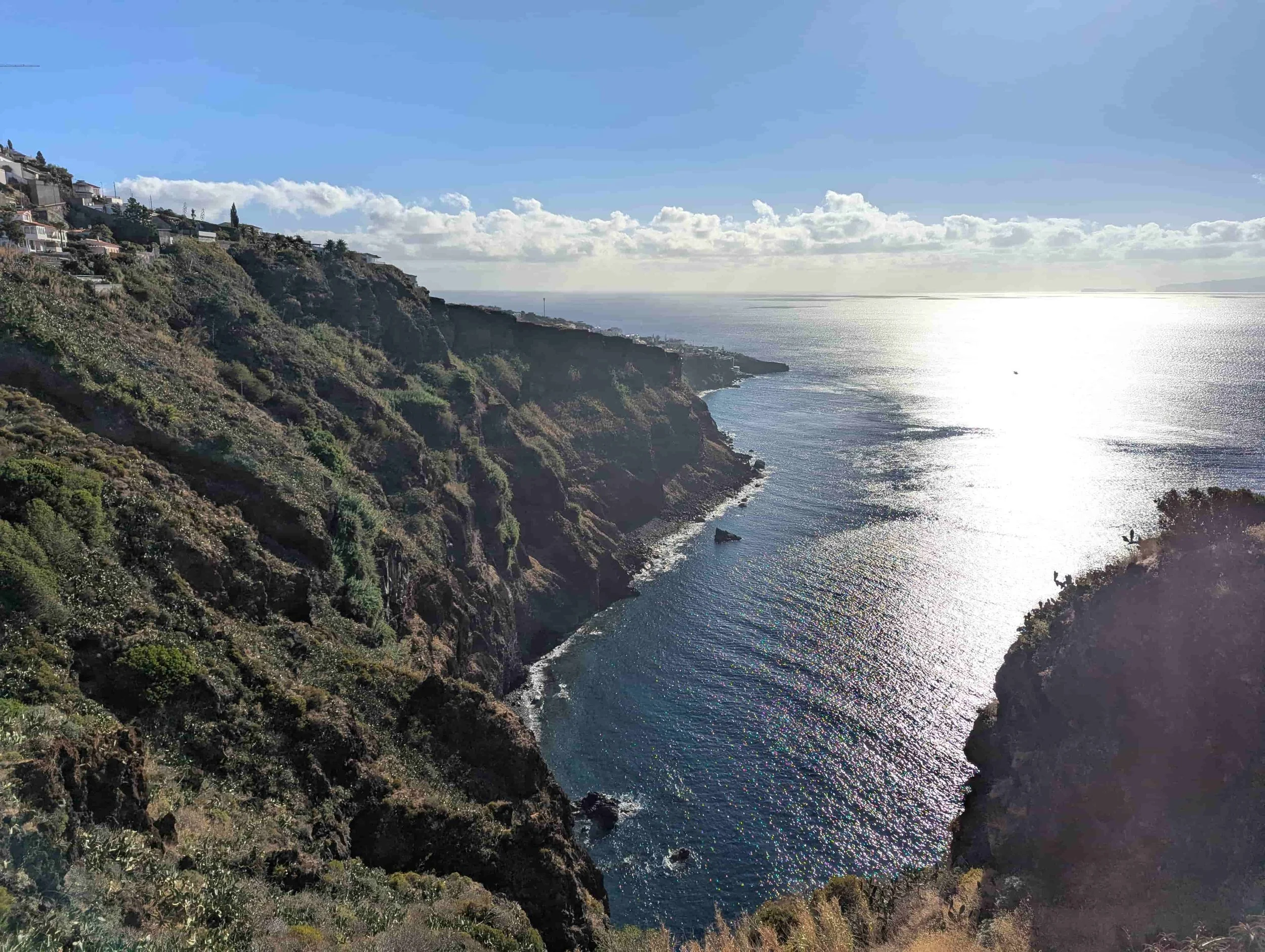 View on Madeira island from the top and on the sea