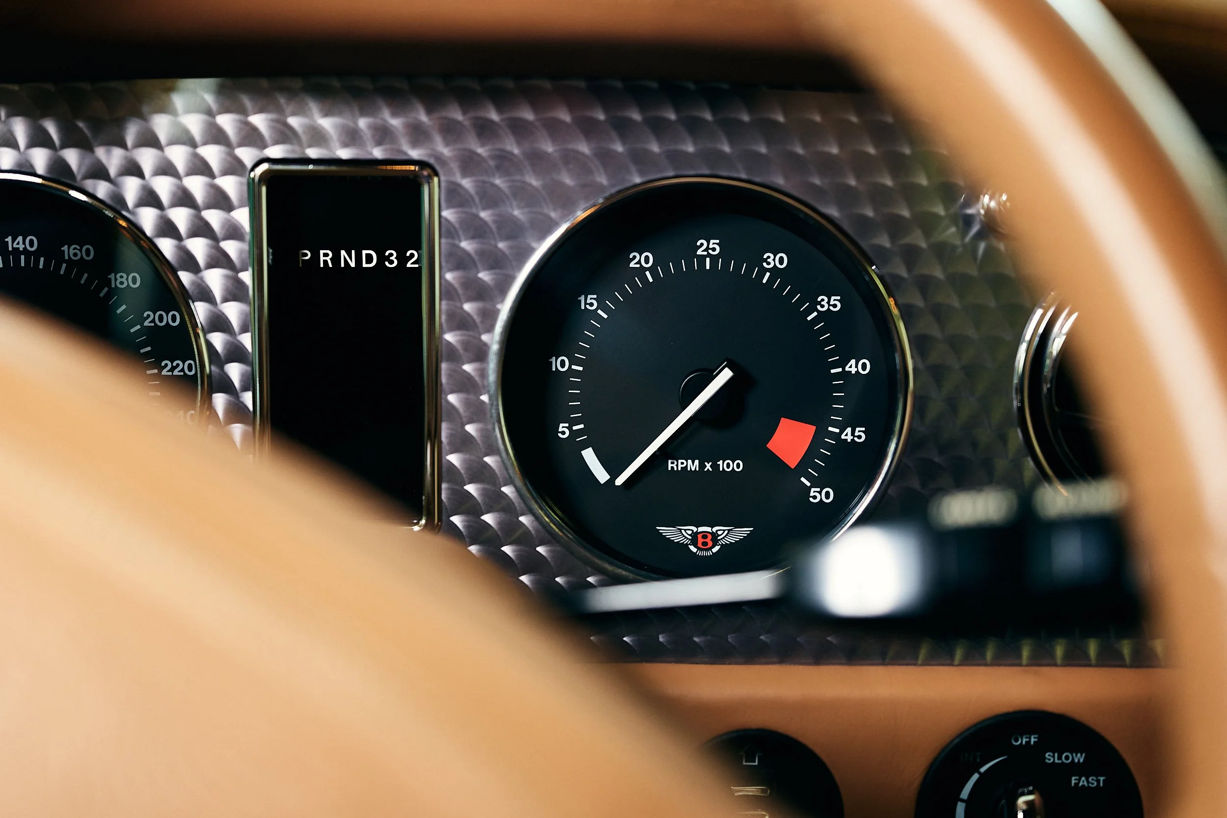Dashboard detail of a Bentley Continental 