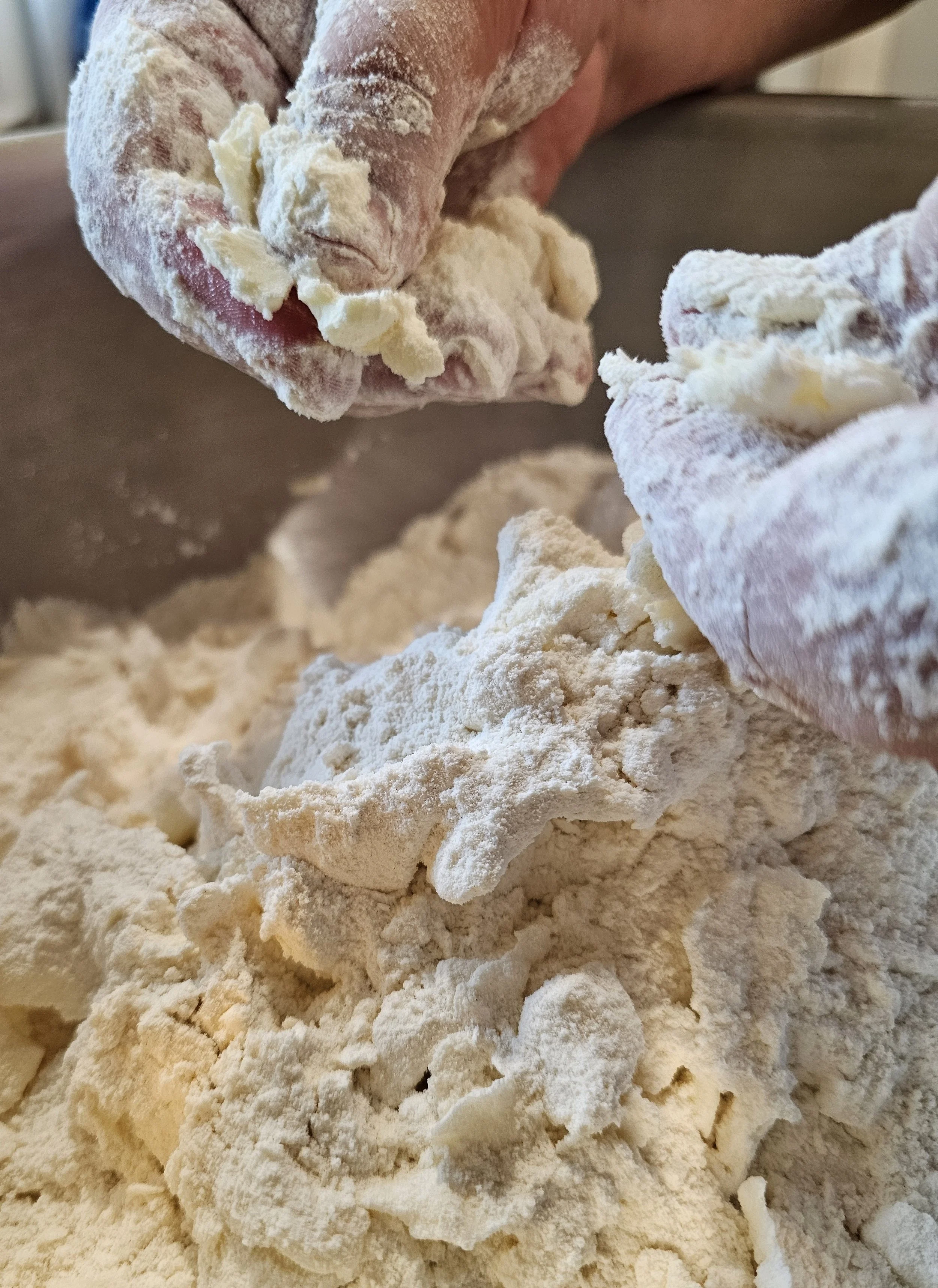 Pinch butter into dry ingredients