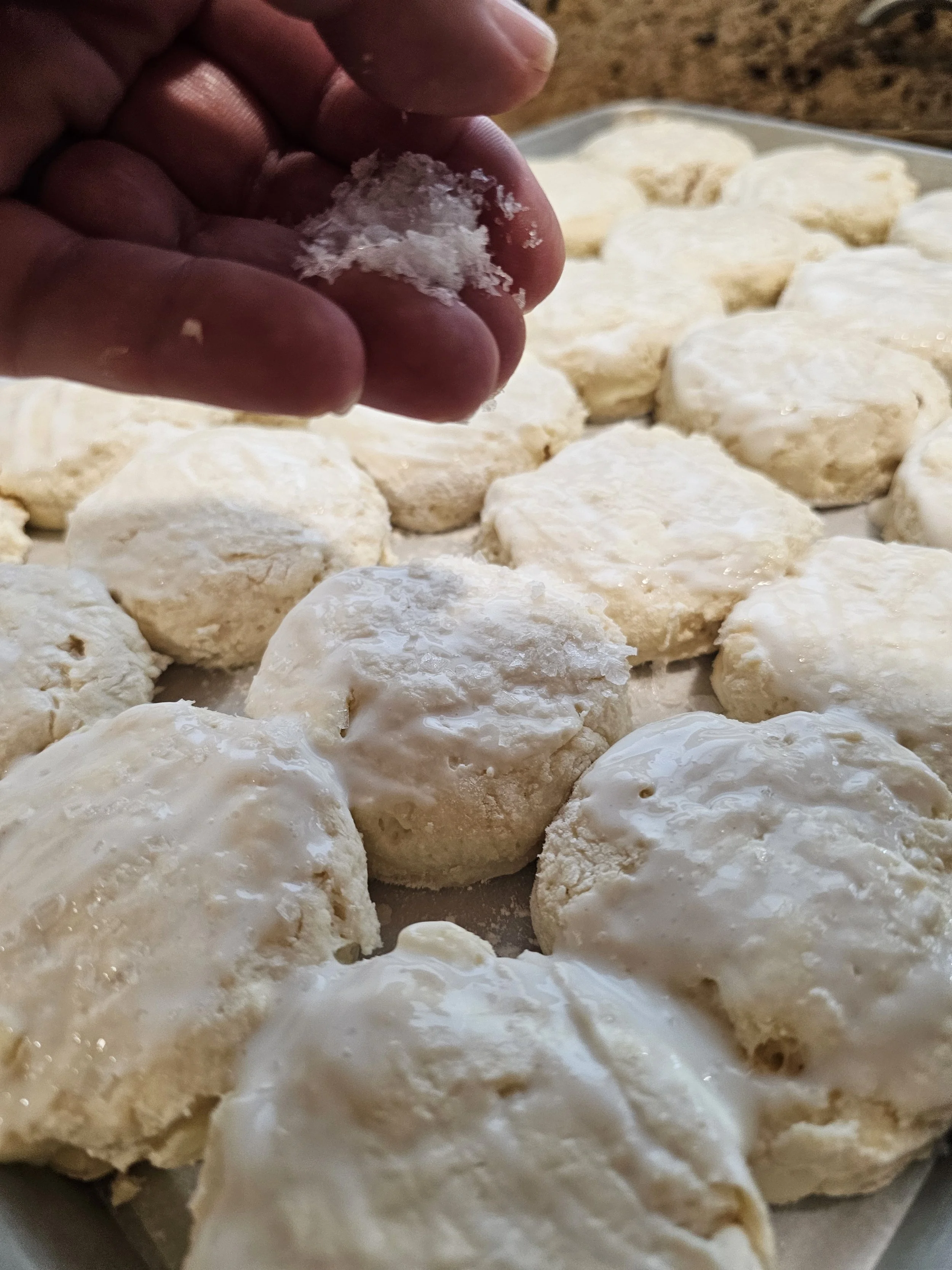 Sprinkle with flakey sea salt before baking