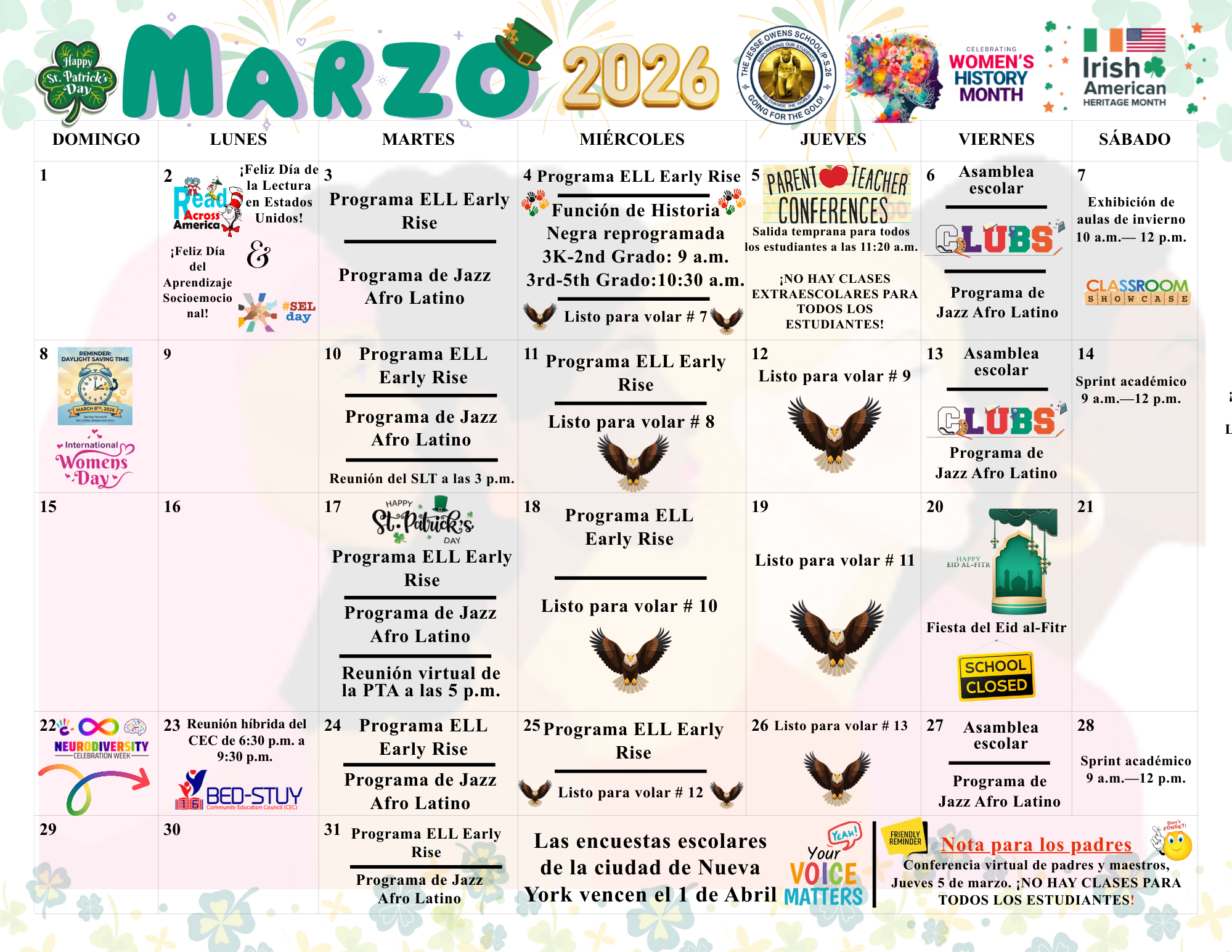 March Calendar Spanish