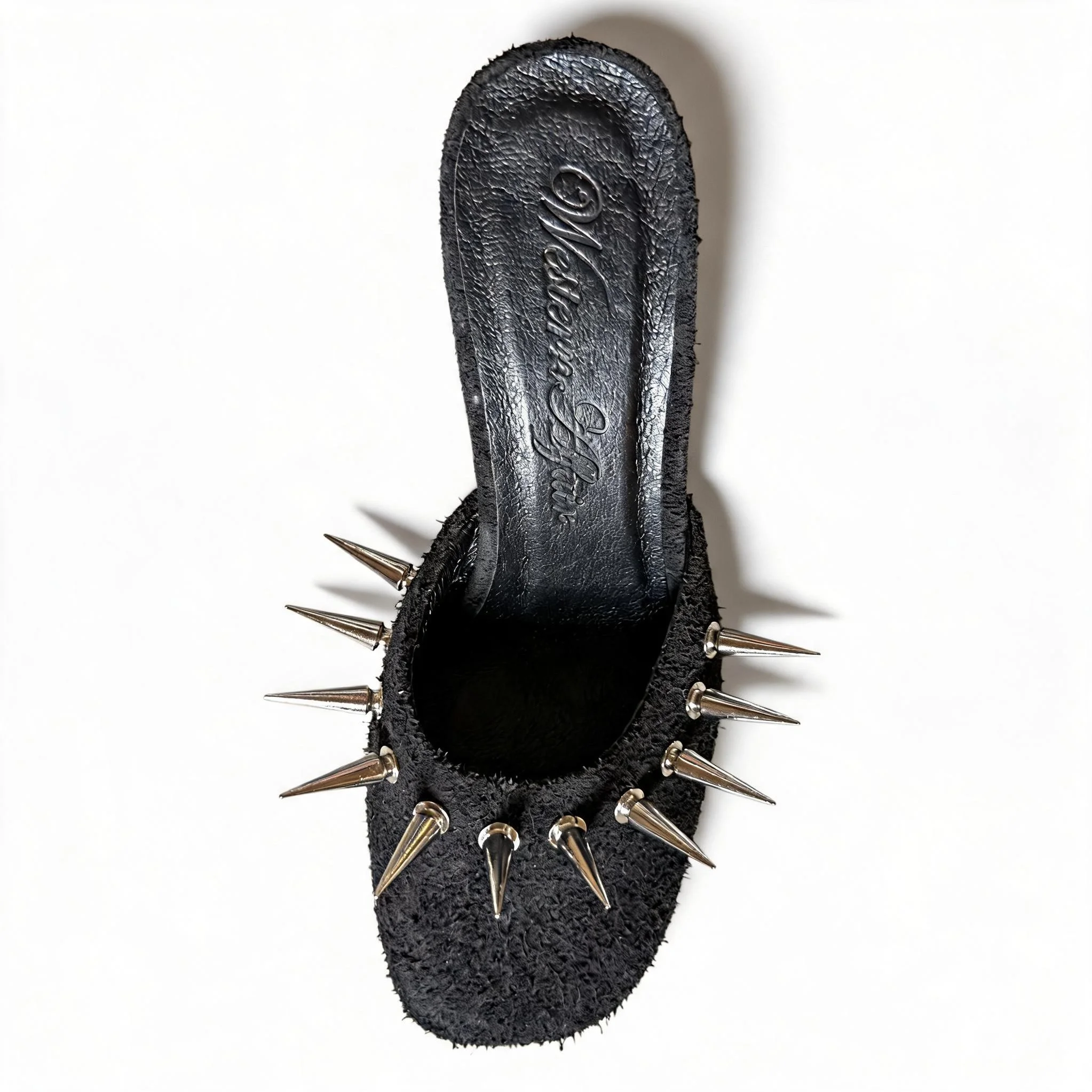 Aura Heels in Raven, rough suede, black, 90mm sturdy heel, view 2