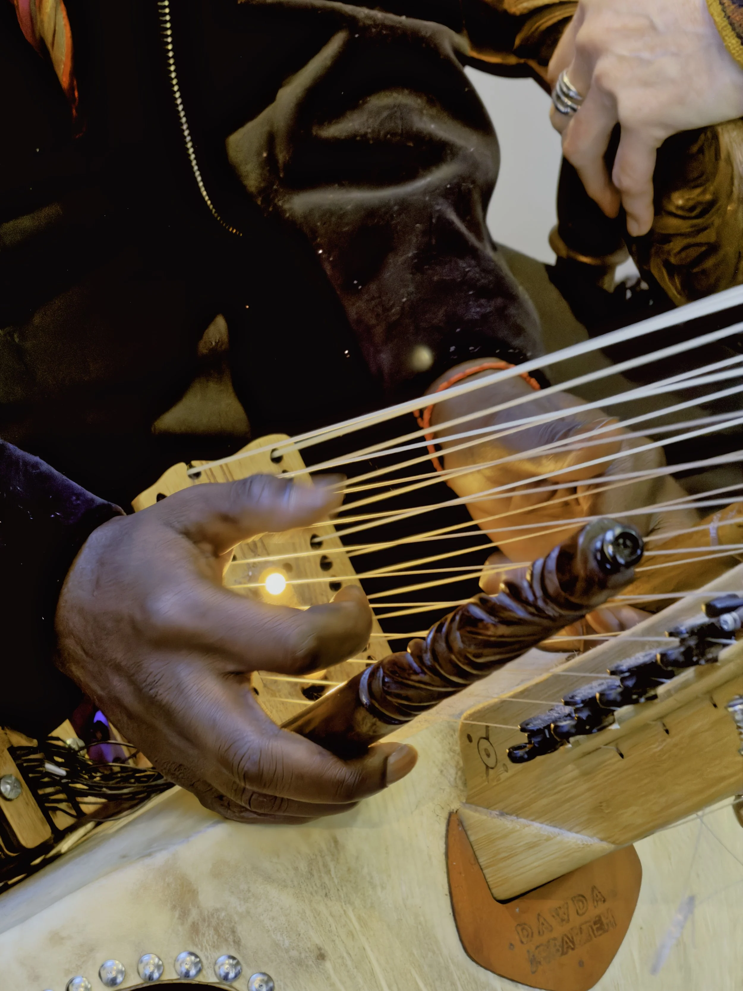 Dawda plays the kora  at art show opening - Vandværket, Køge, Denmark