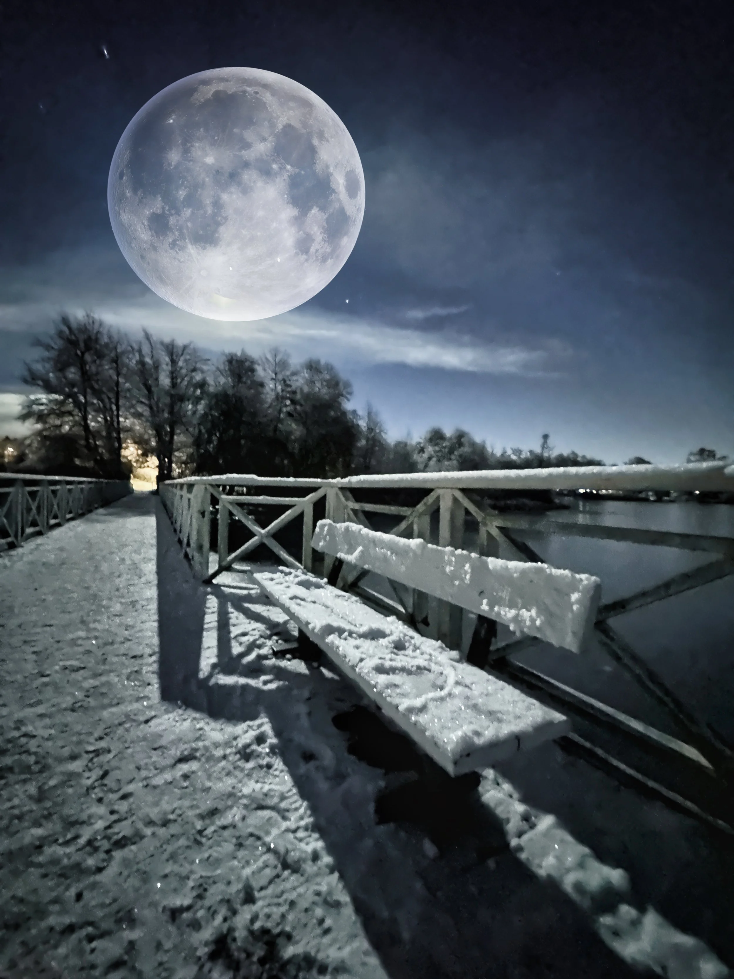 Moon Over The White Bridge - Kollelev Mose, Virum, Denmark