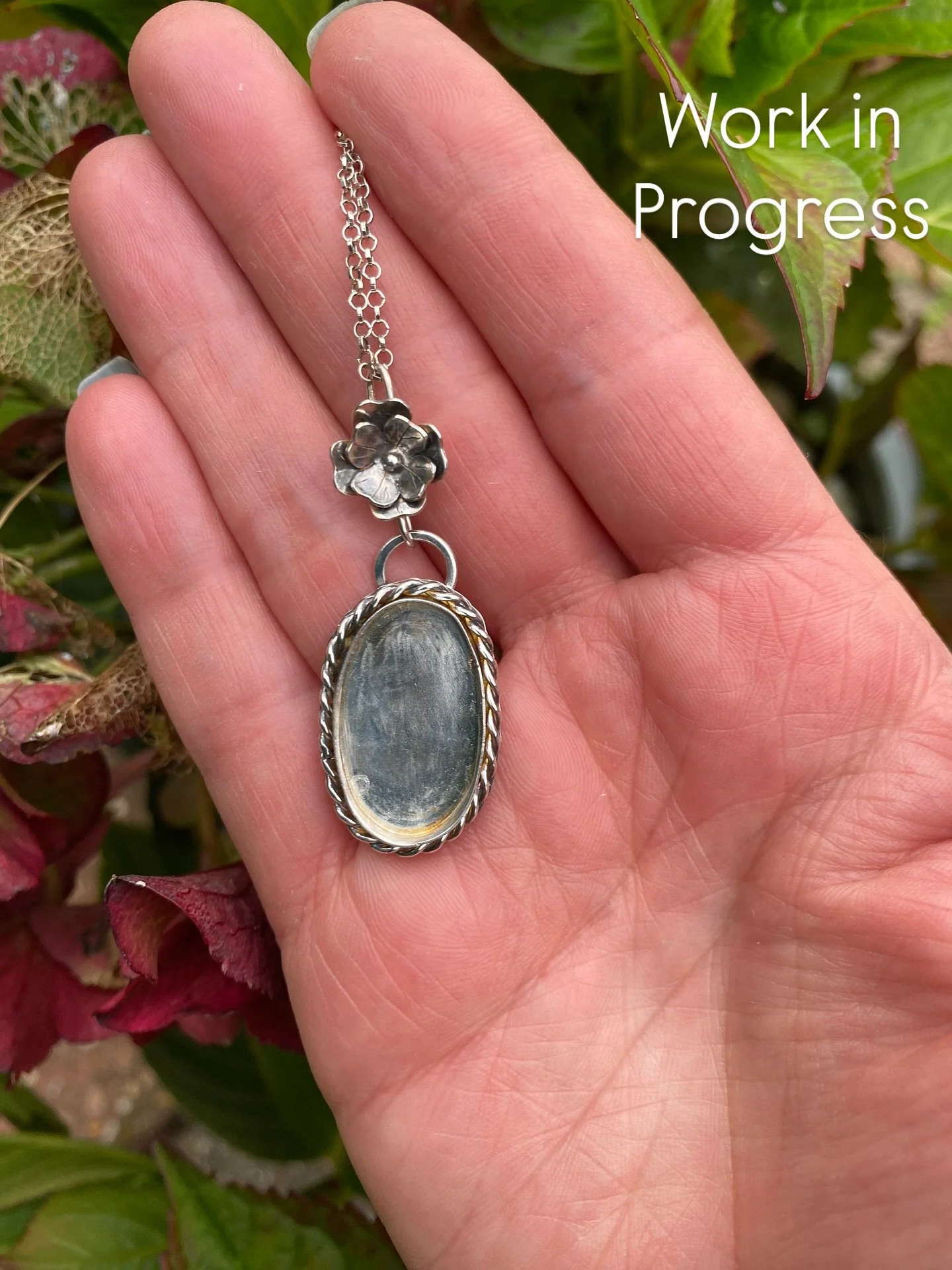 New creations are underway! I&rsquo;m crafting three new sterling silver settings for beautiful Ruby Fuchsite stones, swipe to see. Ruby Fuchsite is naturally occurring combination of the red or pink Ruby and the green Fuchsite. This is the first one