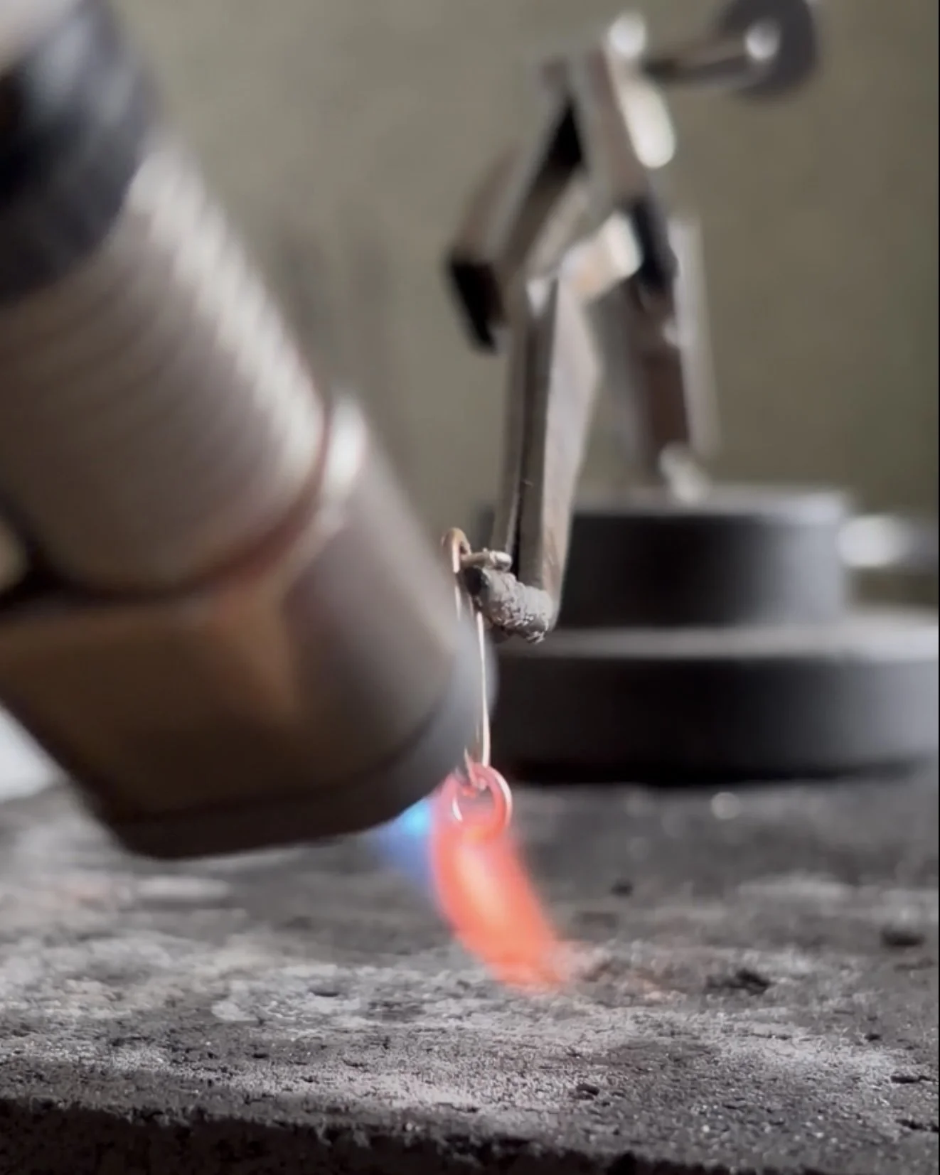 Soldering a jump ring.